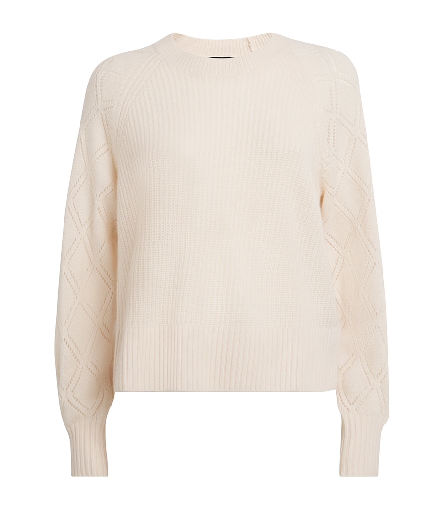 PAIGE Womens Cashmere Pointelle-Sleeve Monserrat Sweater Ivory Image 1