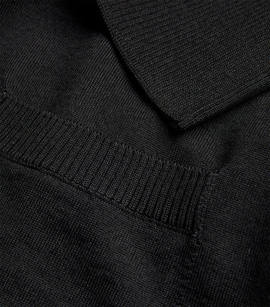 Merino Wool 4-Bar Cardigan BLACK Image 5