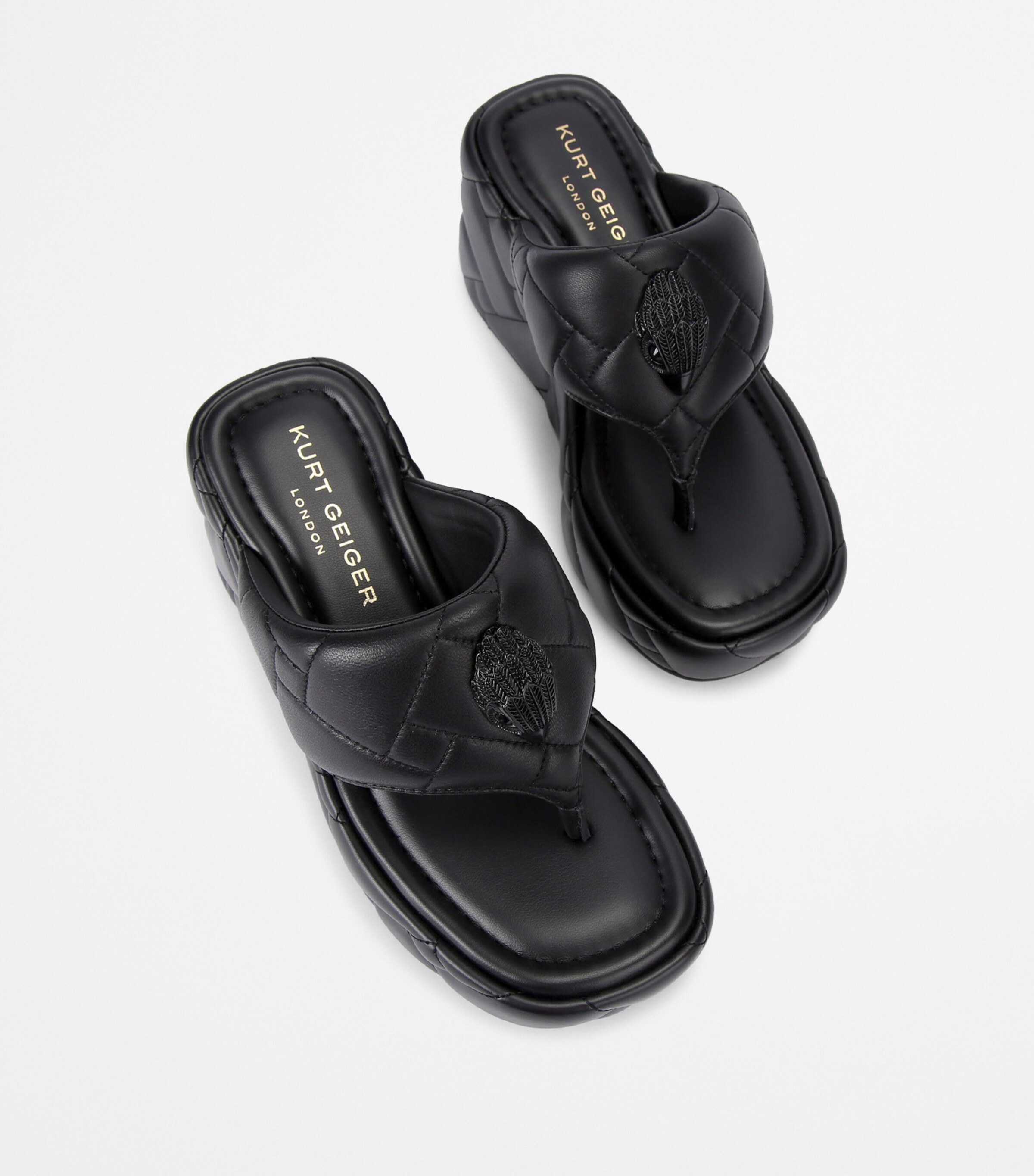 Leather Kensington Puff-Wedge Sandals BLACK Image 4