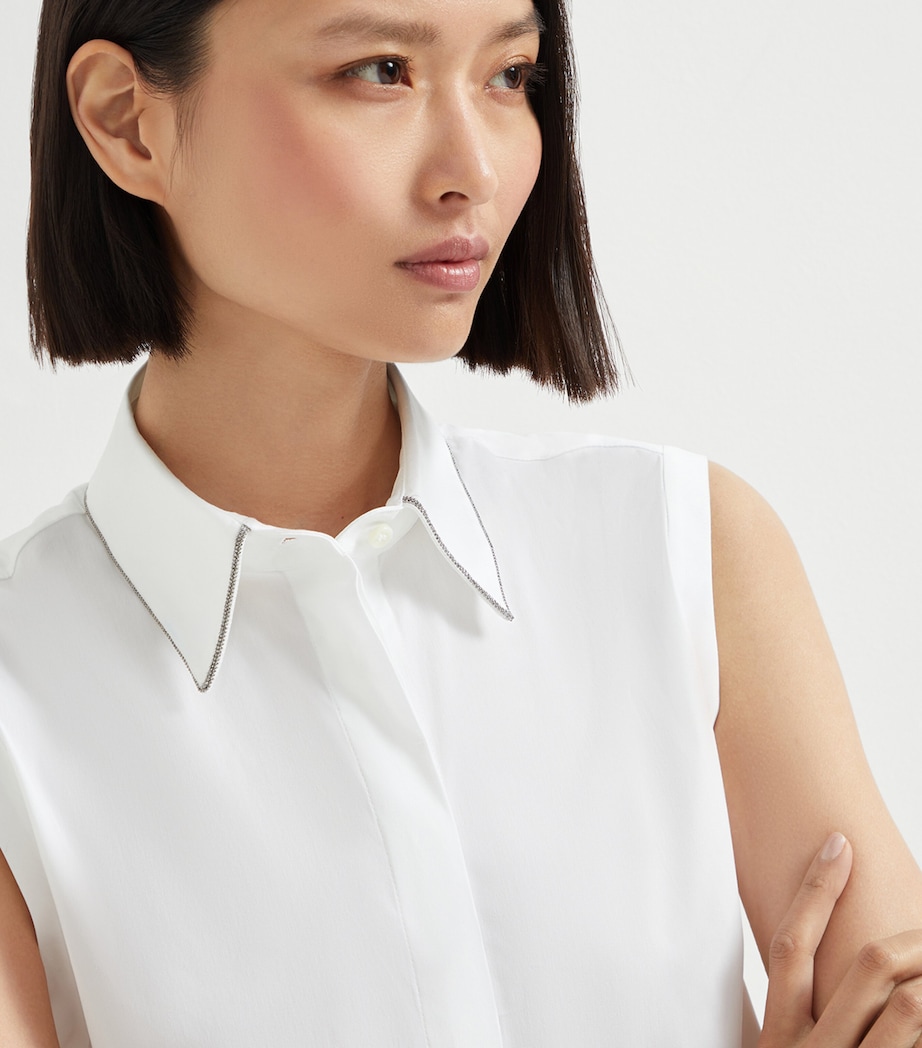 Brunello Cucinelli Womens Stretch-Cotton Poplin Monili Shirt Image 6