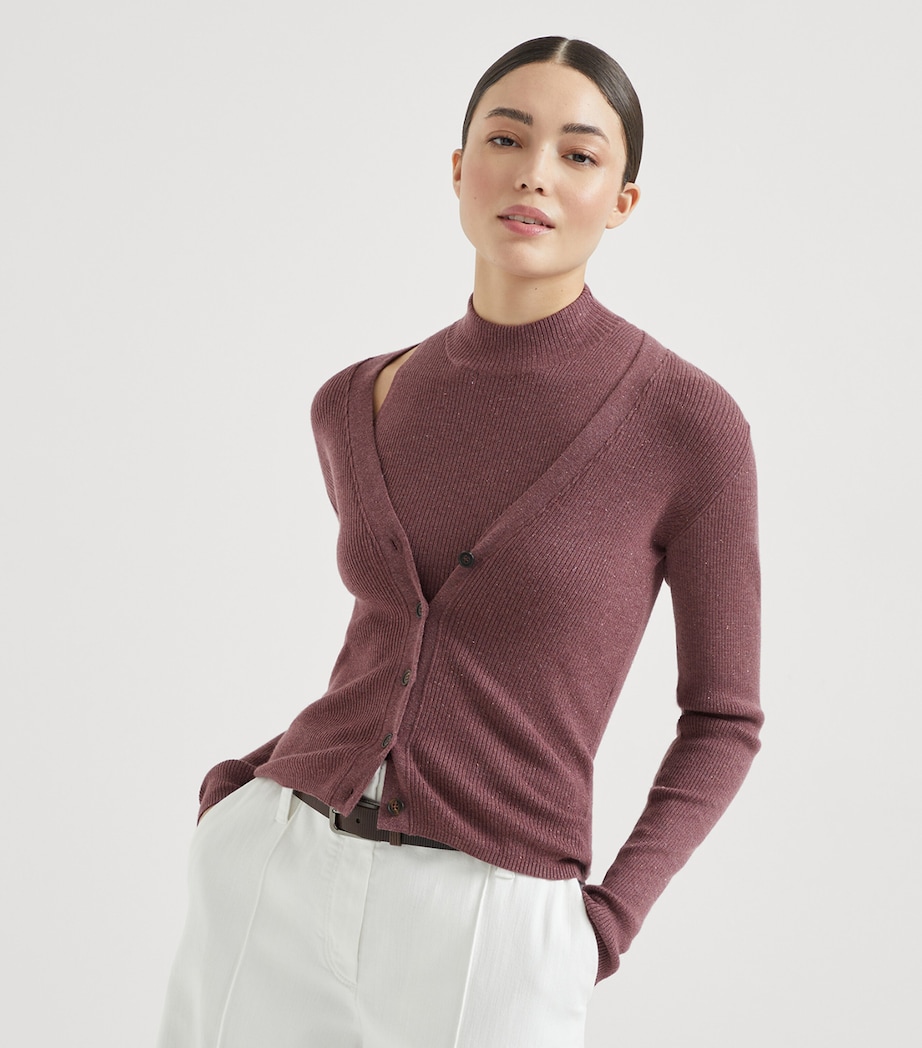 Sparkling Cashmere Rib-Knit Cardigan C4238 Image 5