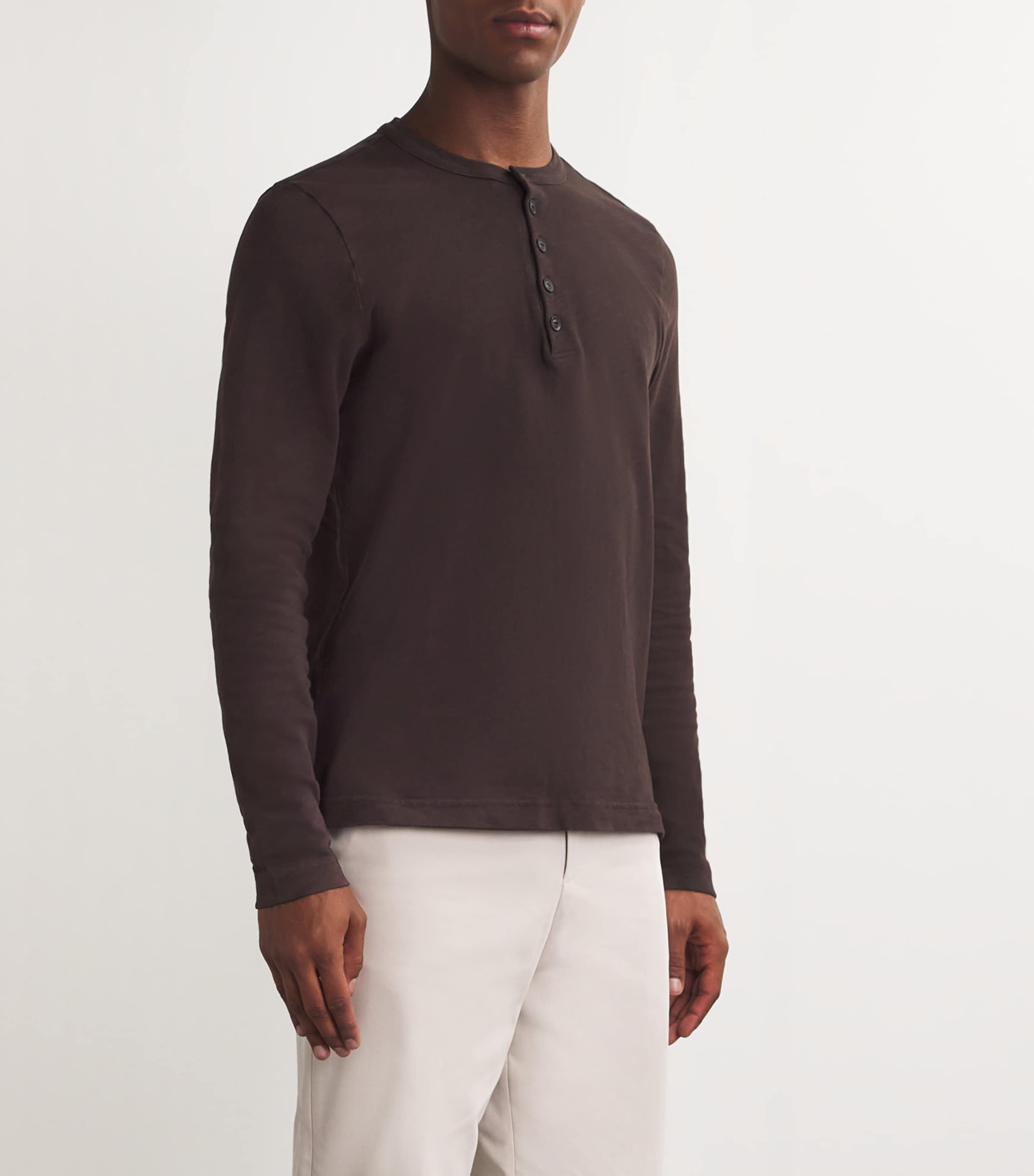 Citizens of Humanity Mens Cotton Henley T-Shirt Barrister (dk Brown) Image 3