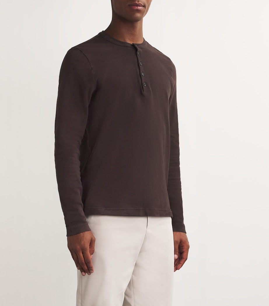 Citizens of Humanity Mens Cotton Henley T-Shirt Barrister (dk Brown) Image 3
