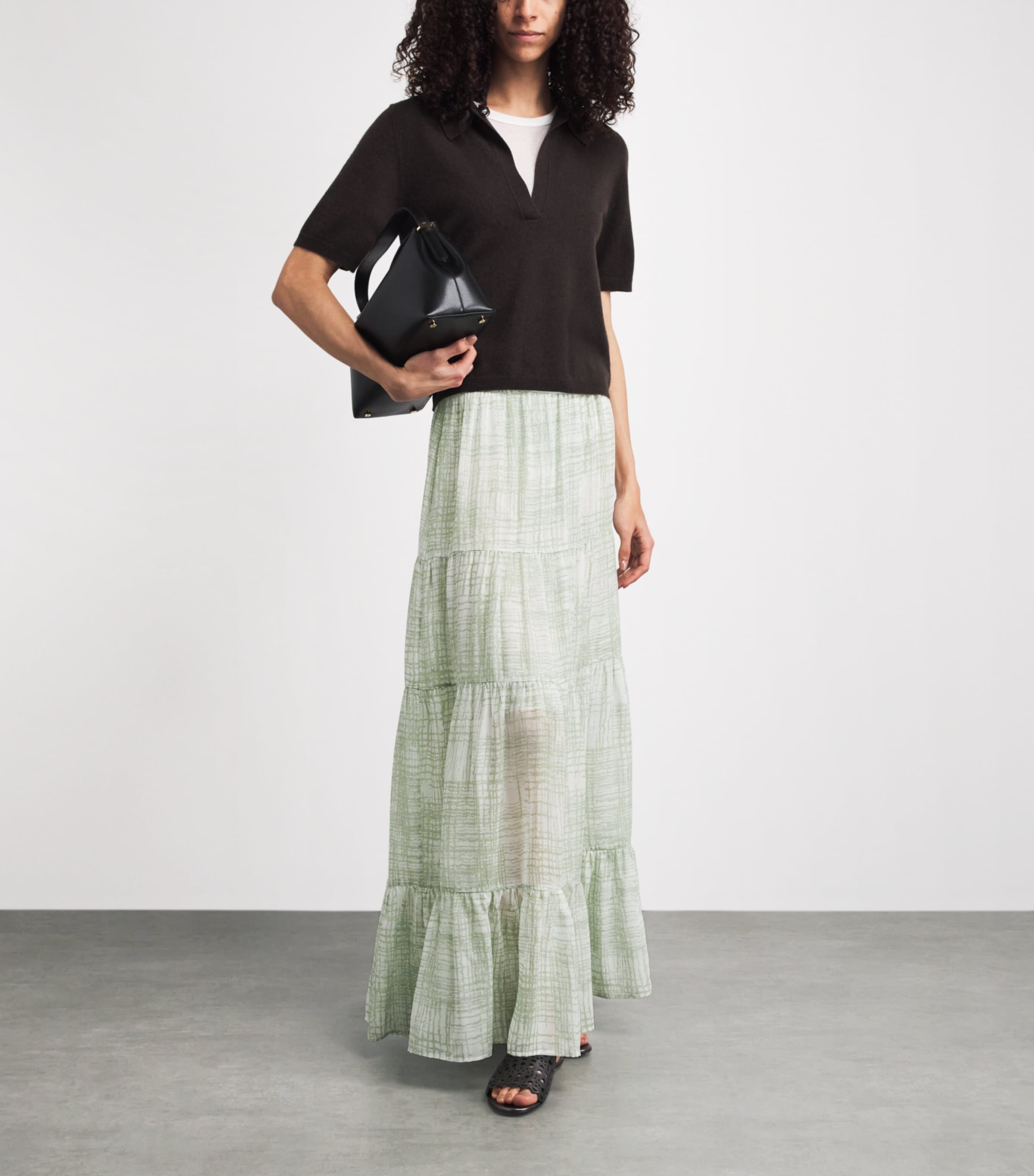 Kiton Womens Silk Printed Midi Skirt Mint Green Image 2
