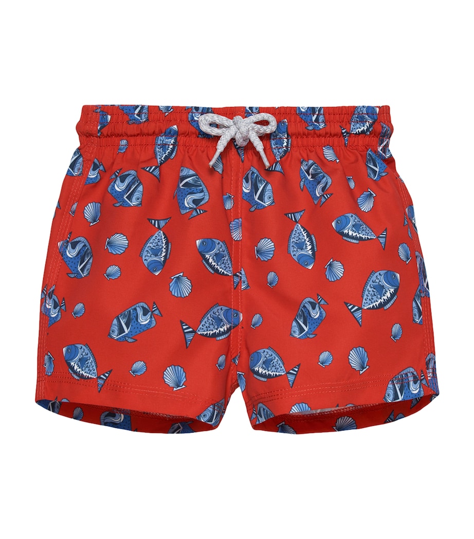 Trotters Fish Print Swim Shorts (3-24 Months) Red/fish Image 1