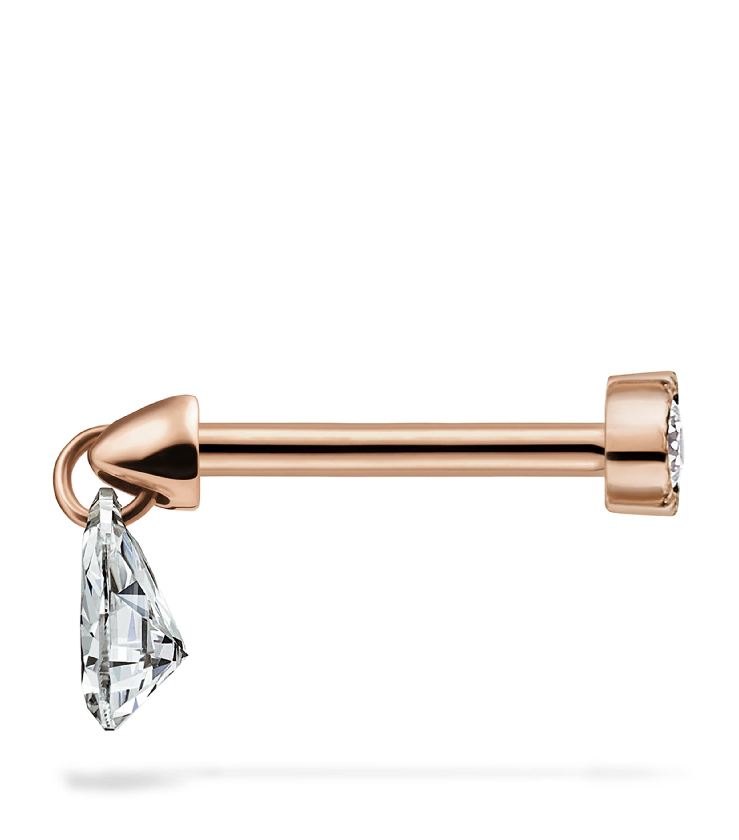 Maria Tash Rose Gold Floating Pear Diamond Charm Threaded Stud Earring (4mm) Rose Gold Image 7