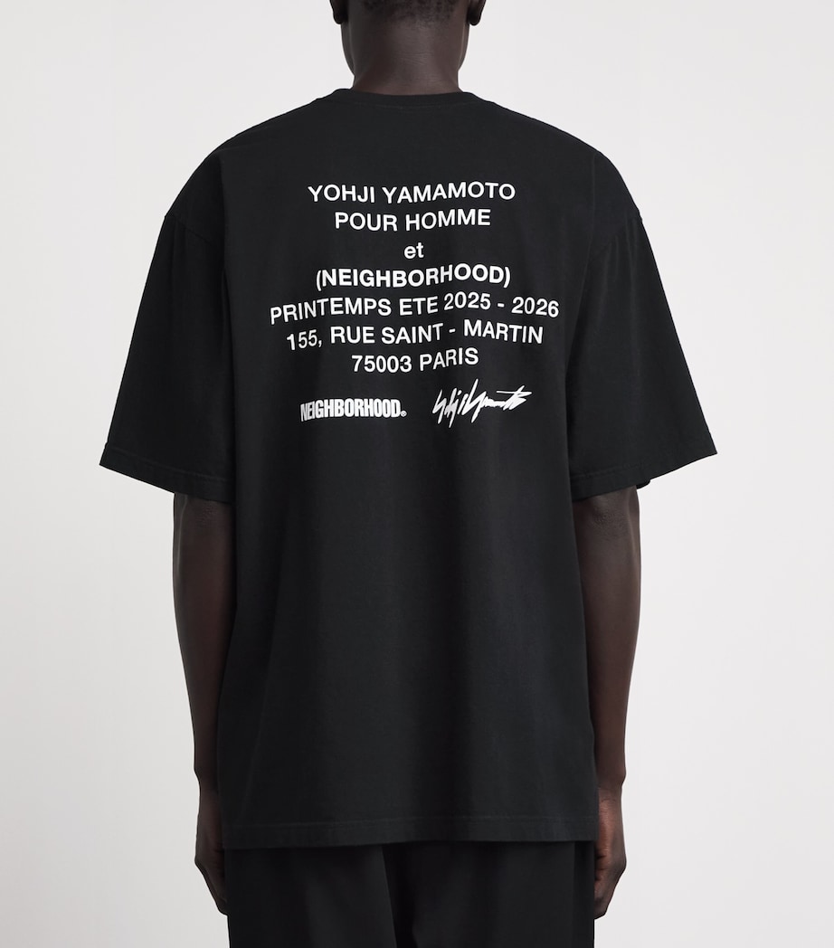 Yohji Yamamoto Mens x Neighborhood Cotton Graphic T-Shirt Black Image 5
