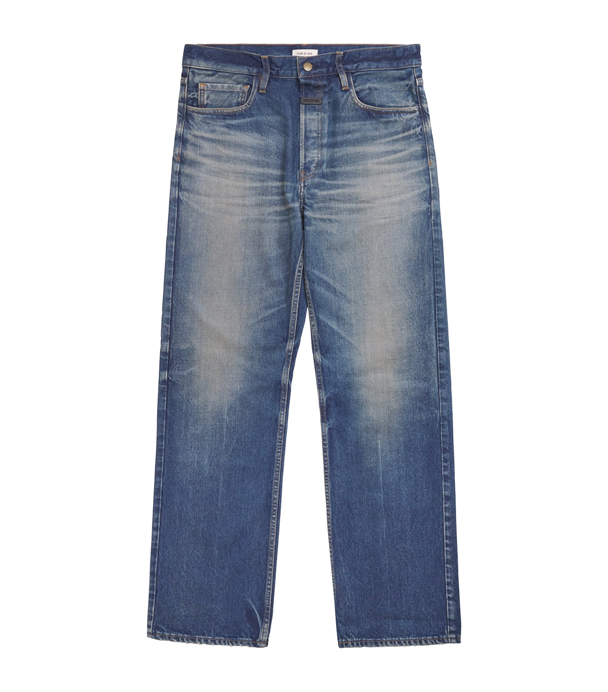 Fear Of God Light Wash Straight Jeans In Blue