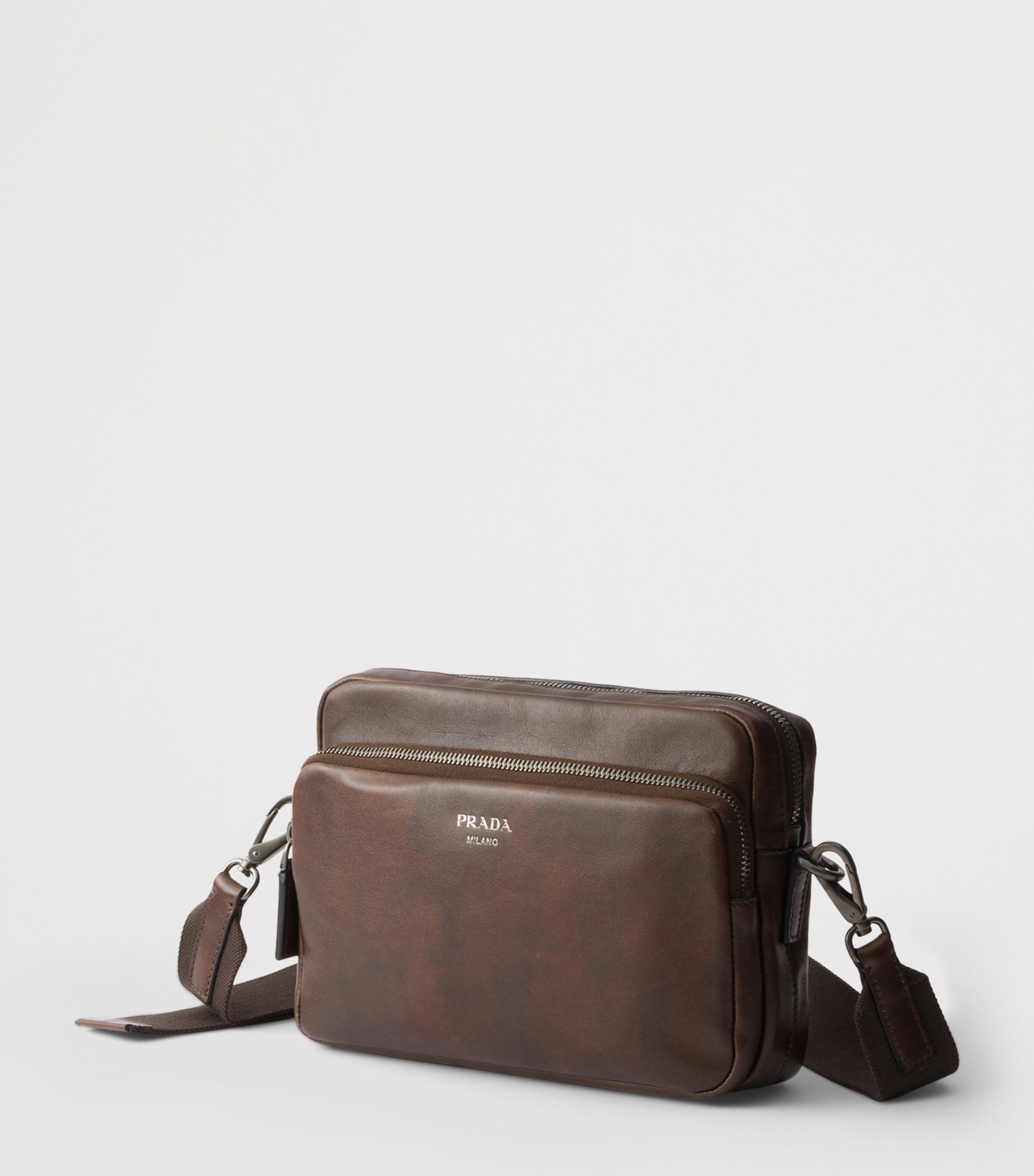 Prada Leather Shoulder Bag Brown Image 3