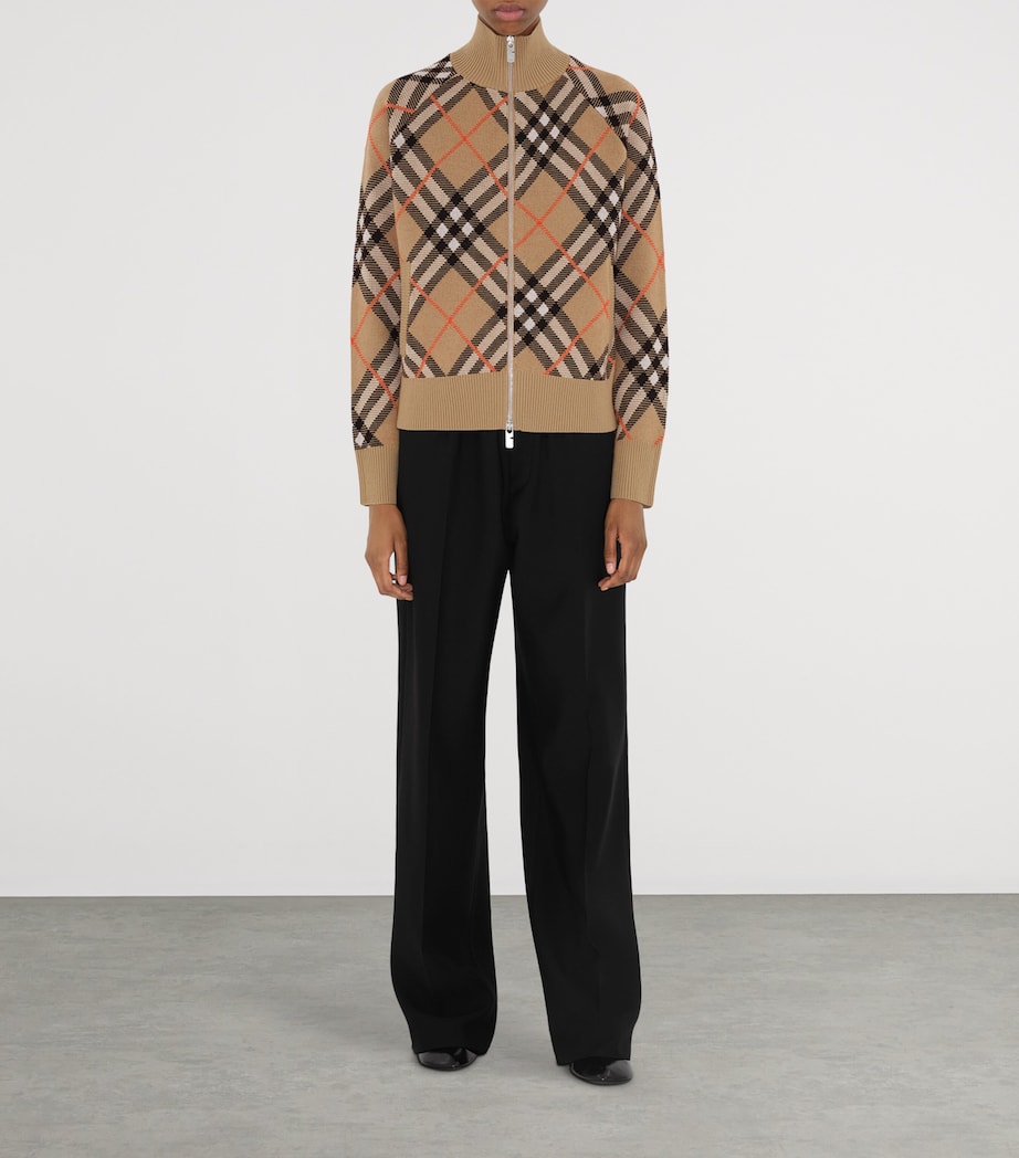 Wool-Blend Check Track Jacket SAND IP CHECK Image 2