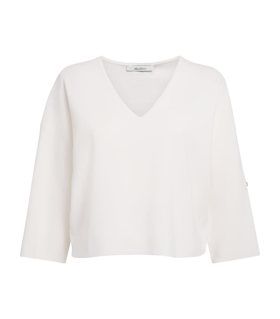Max Mara Womens V-Neck Top White Image 1