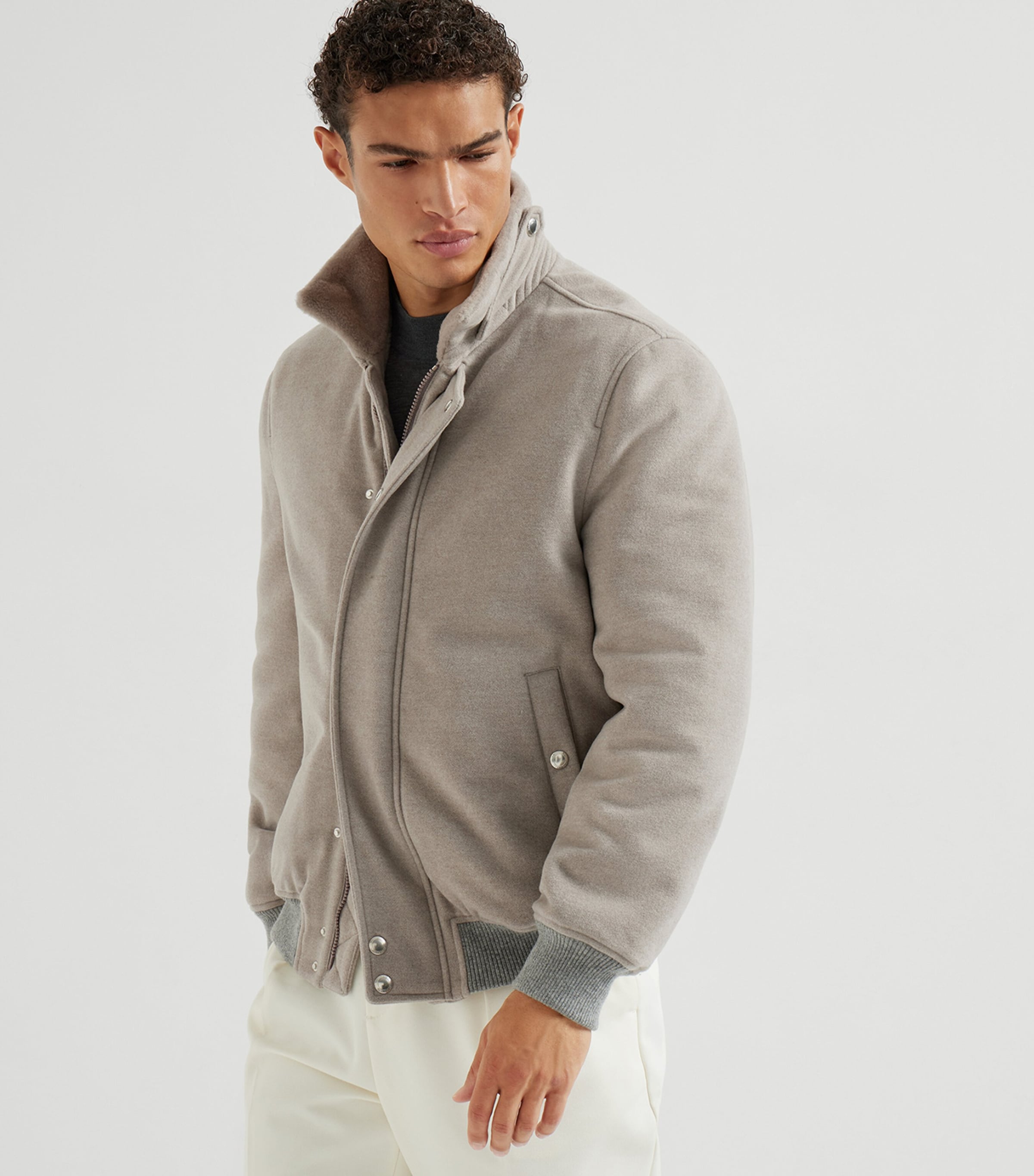 Cashmere Water-Resistant Bomber Jacket C2421 Image 2