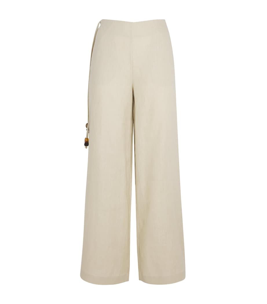 Linen Raquel Wide-Leg Trousers WHEAT Image 1