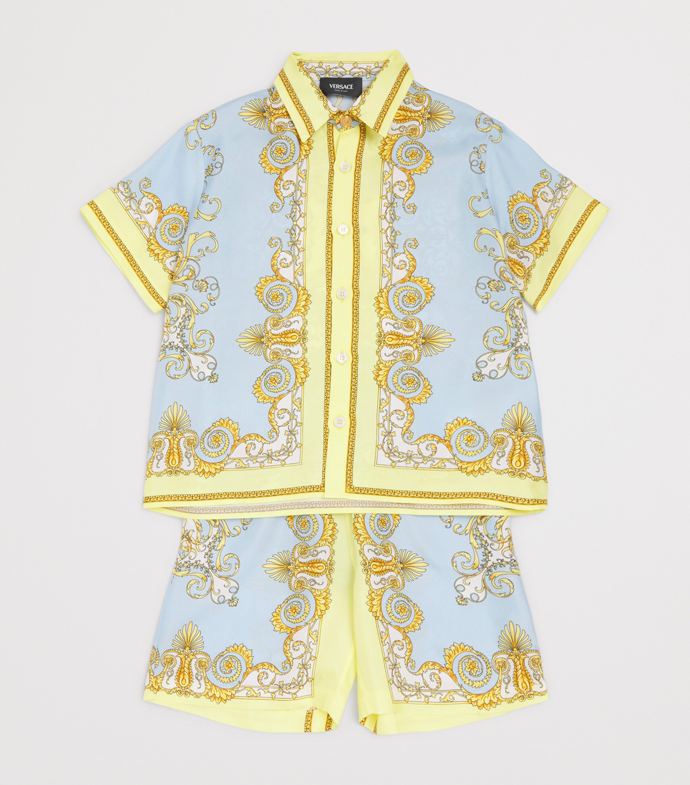Silk Barocco Shirt (6-14 Years) 5Y580 YELL+95 BLUE Image 3