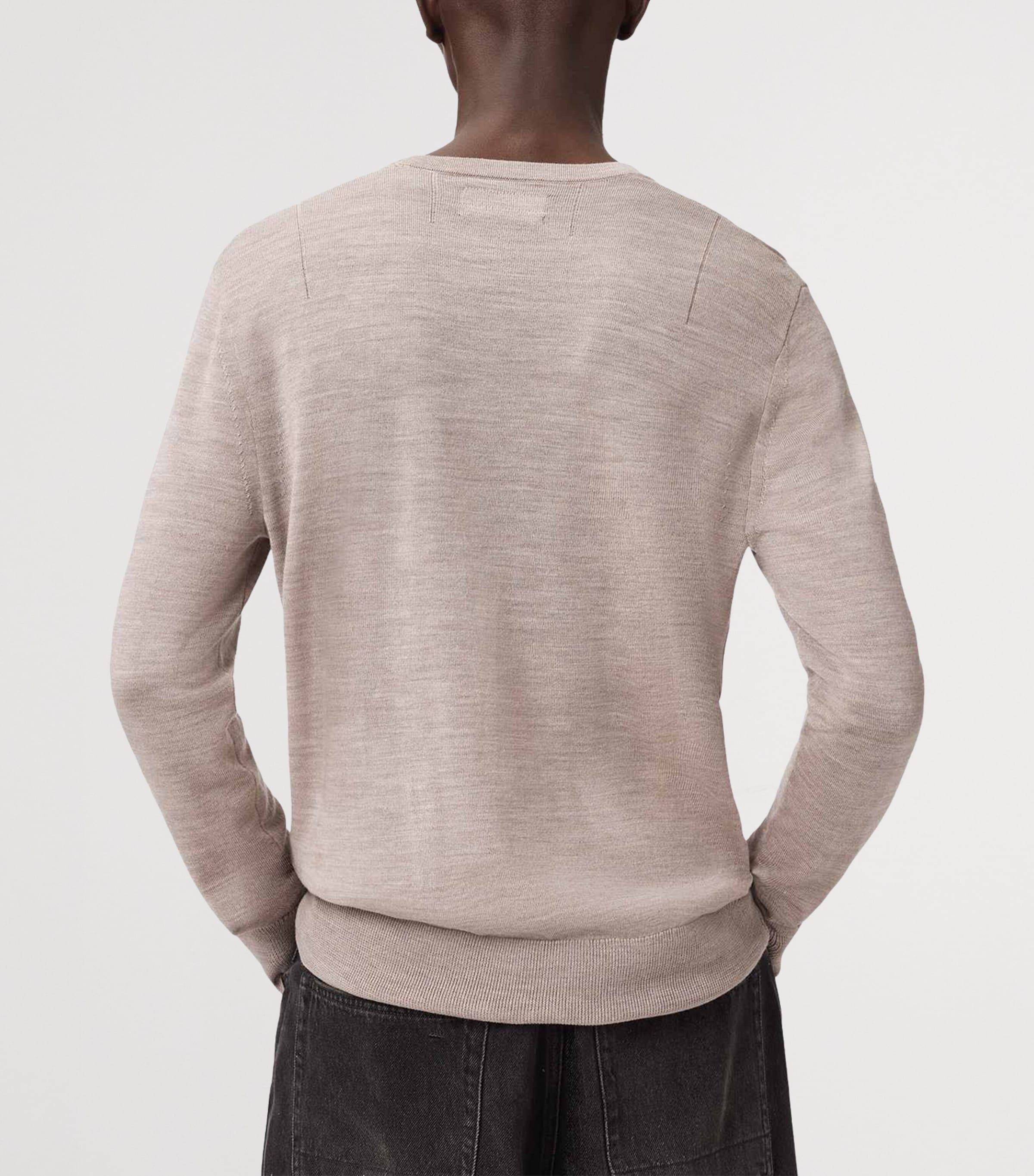 AllSaints Mens Merino Wool Mode Sweater Stone Taupe Image 4
