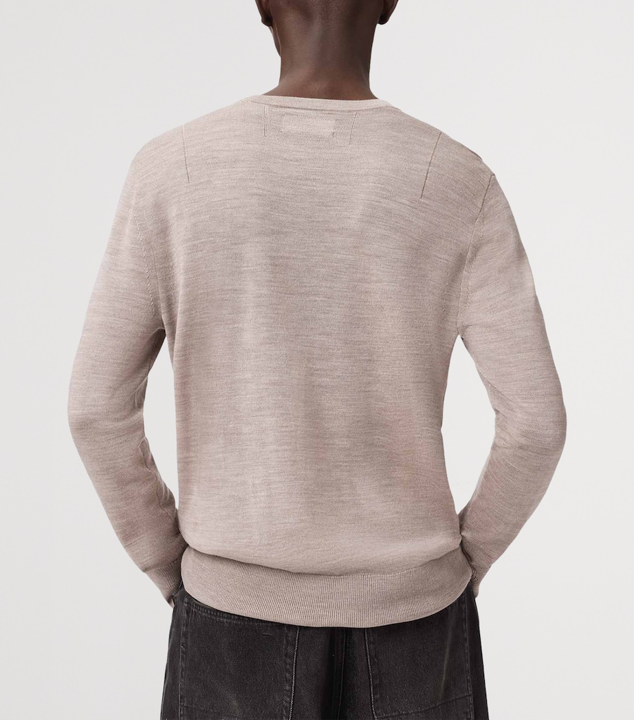 AllSaints Mens Merino Wool Mode Sweater Stone Taupe Image 4