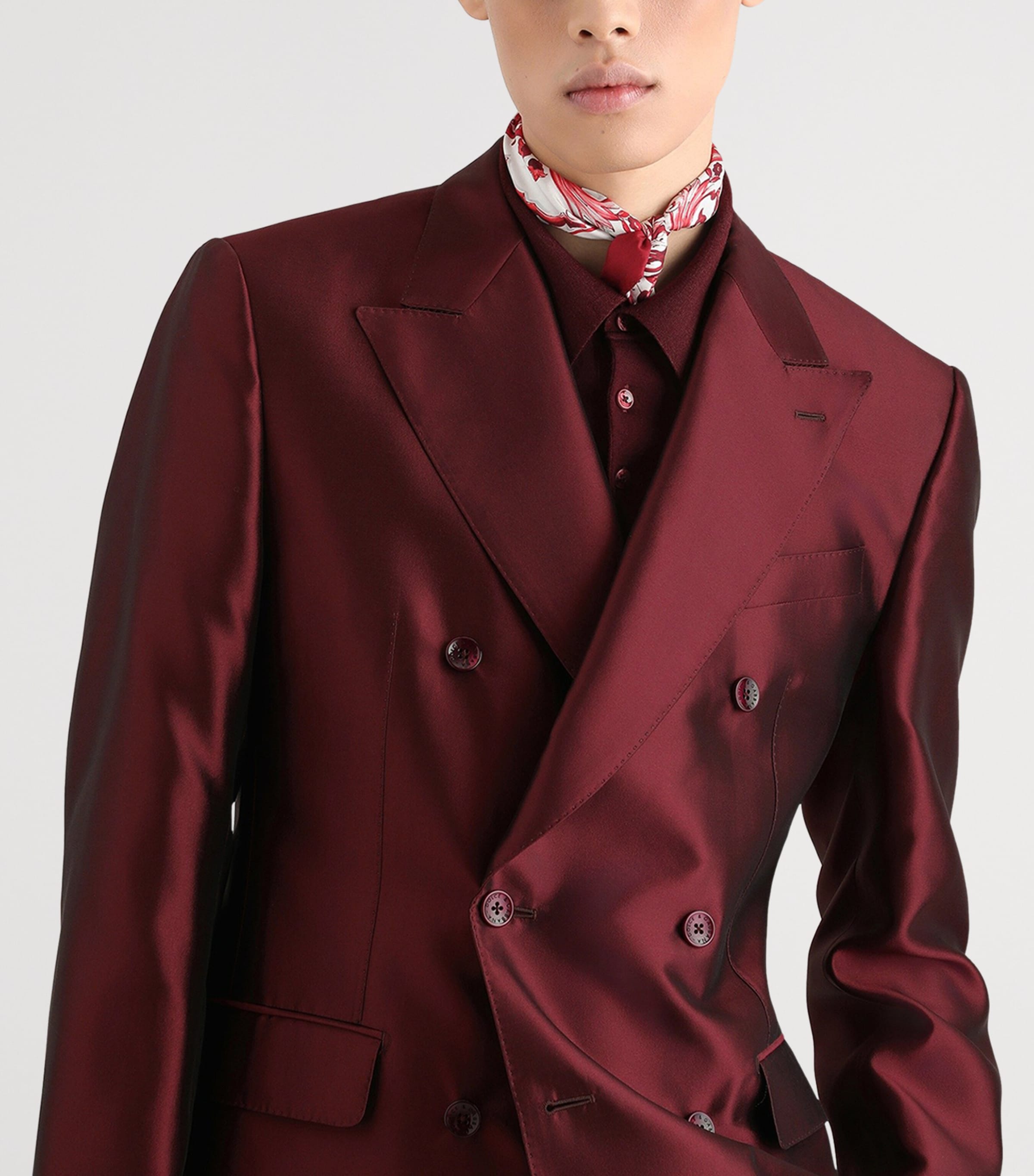 Dolce&Gabbana Mens Satin Double-Breasted Blazer Wine Image 5