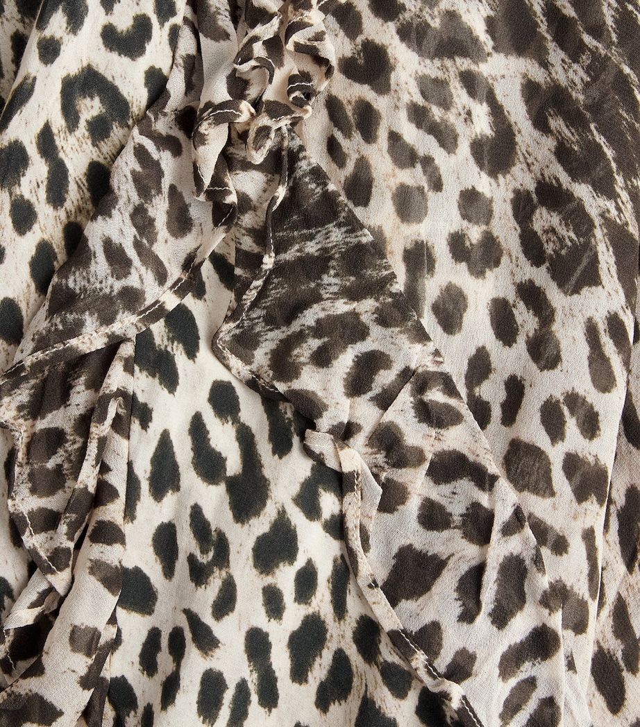 Rixo Womens Crepe Leopard Rosanna Midi Dress Nina Leopard Mocha Image 6