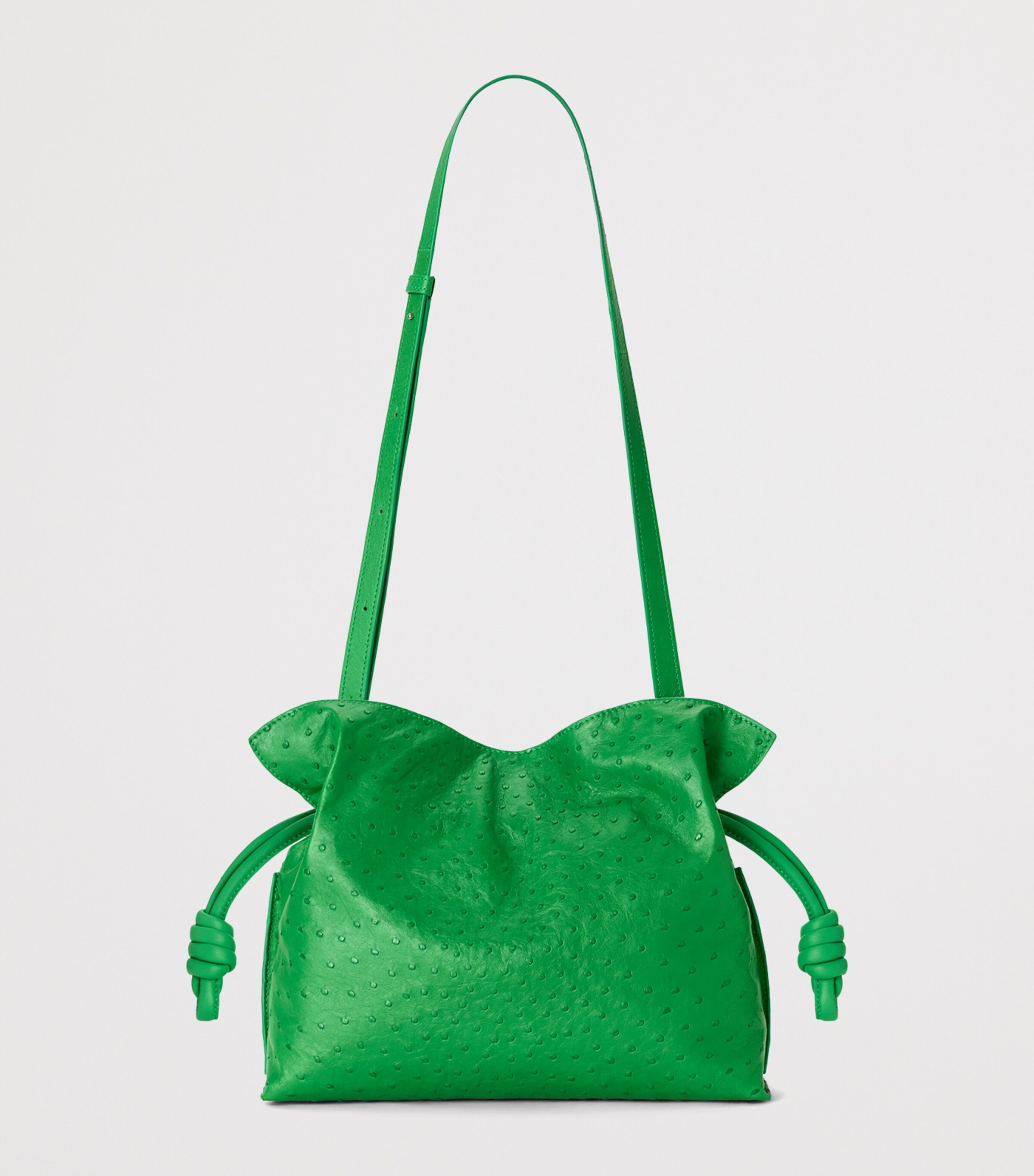 LOEWE Medium Ostrich Leather Flamenco Clutch Bag Clover Green Image 4