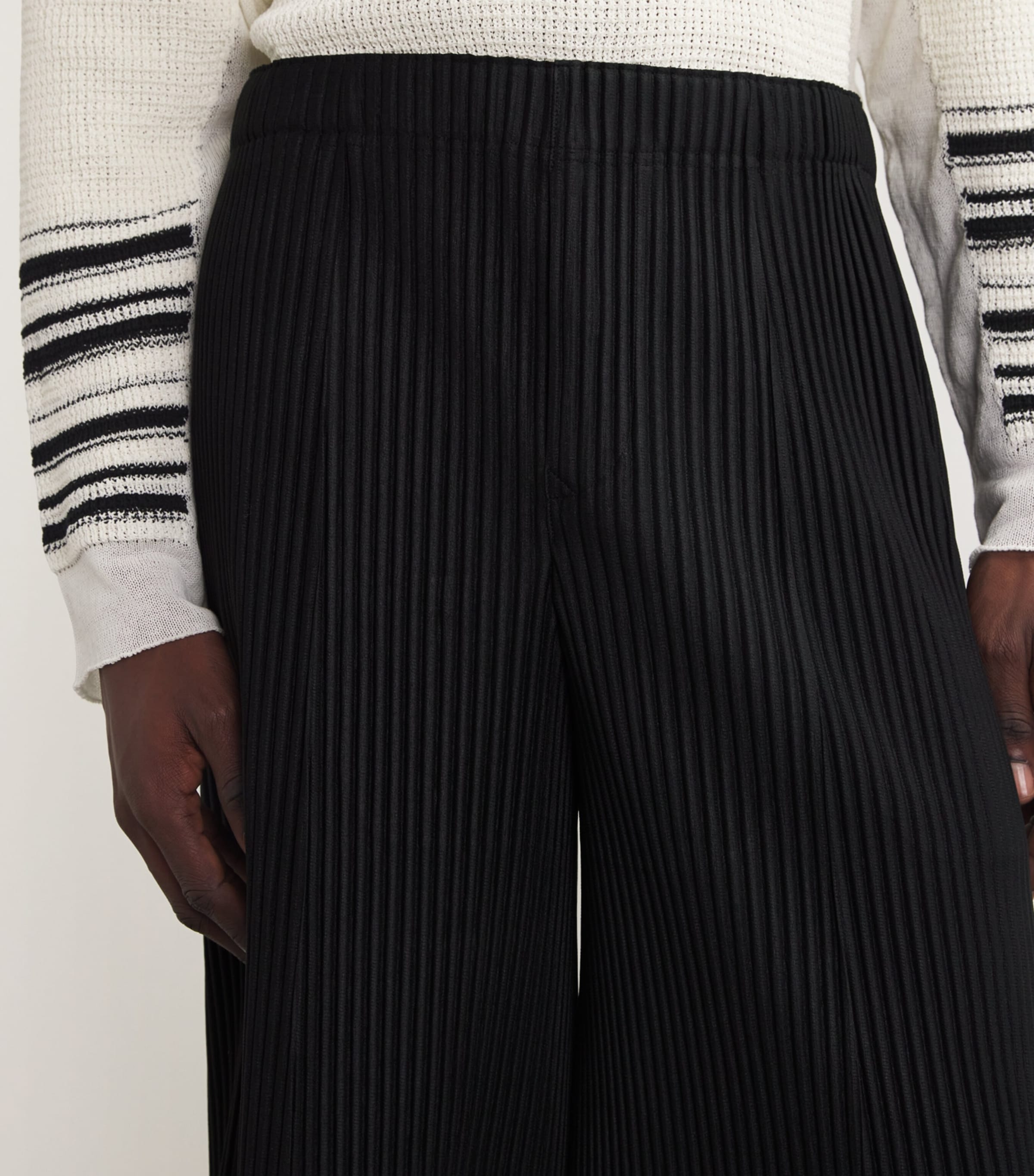 Homme Plissé Issey Miyake Black Pleated Wide Leg Trousers | Harrods UK