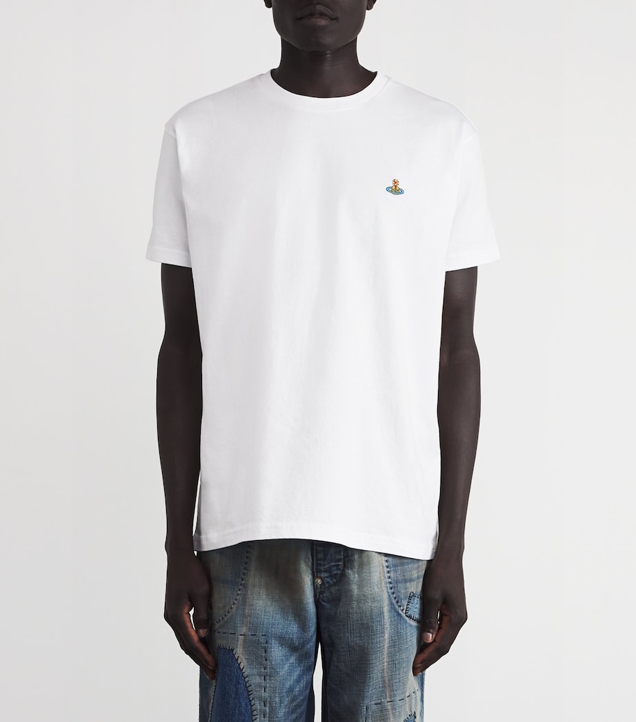 Organic Cotton Drawn-On Orb T-Shirt A401 WHITE Image 3