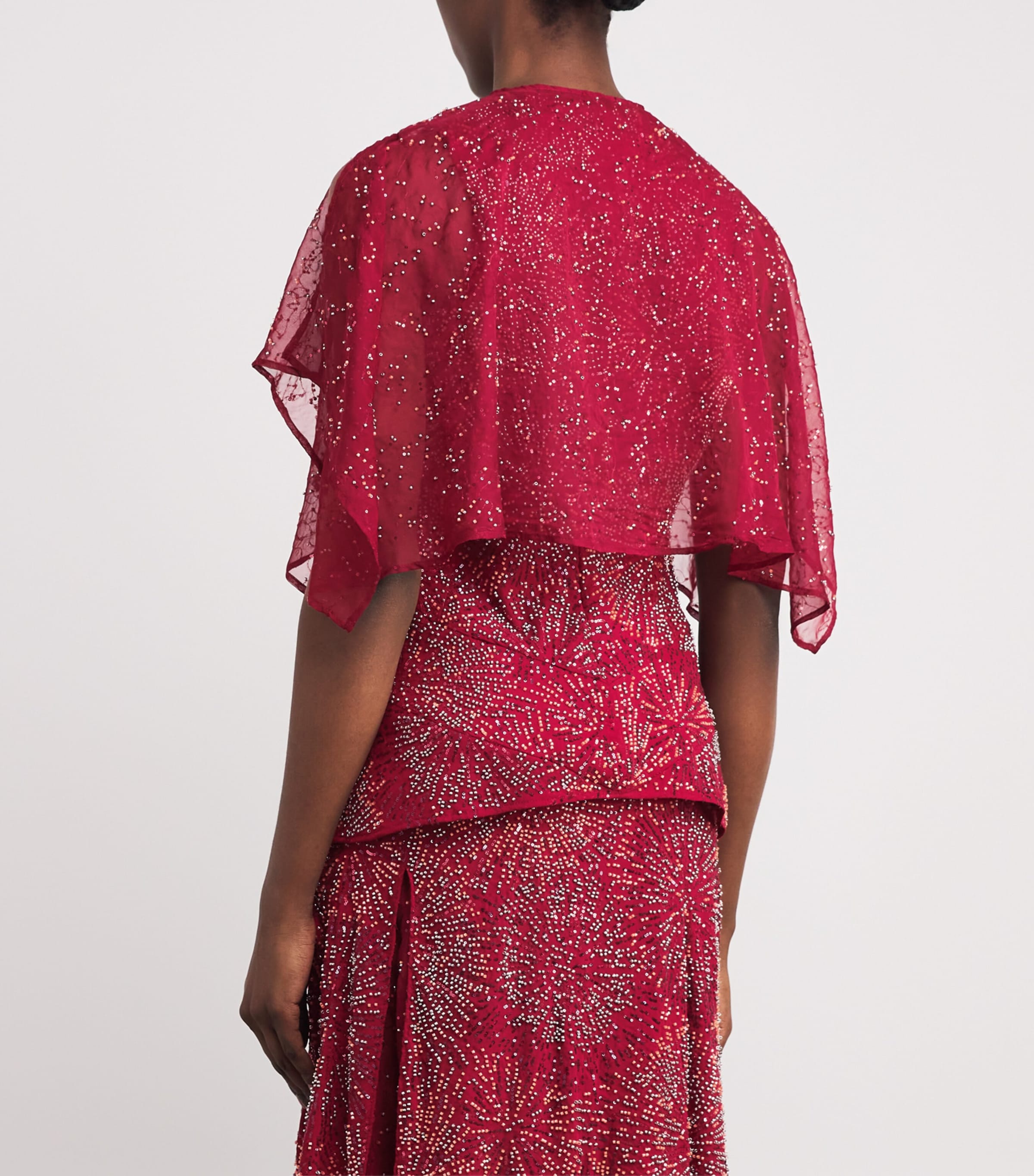 Embellished Top and Cape P614 RED WINE Image 4