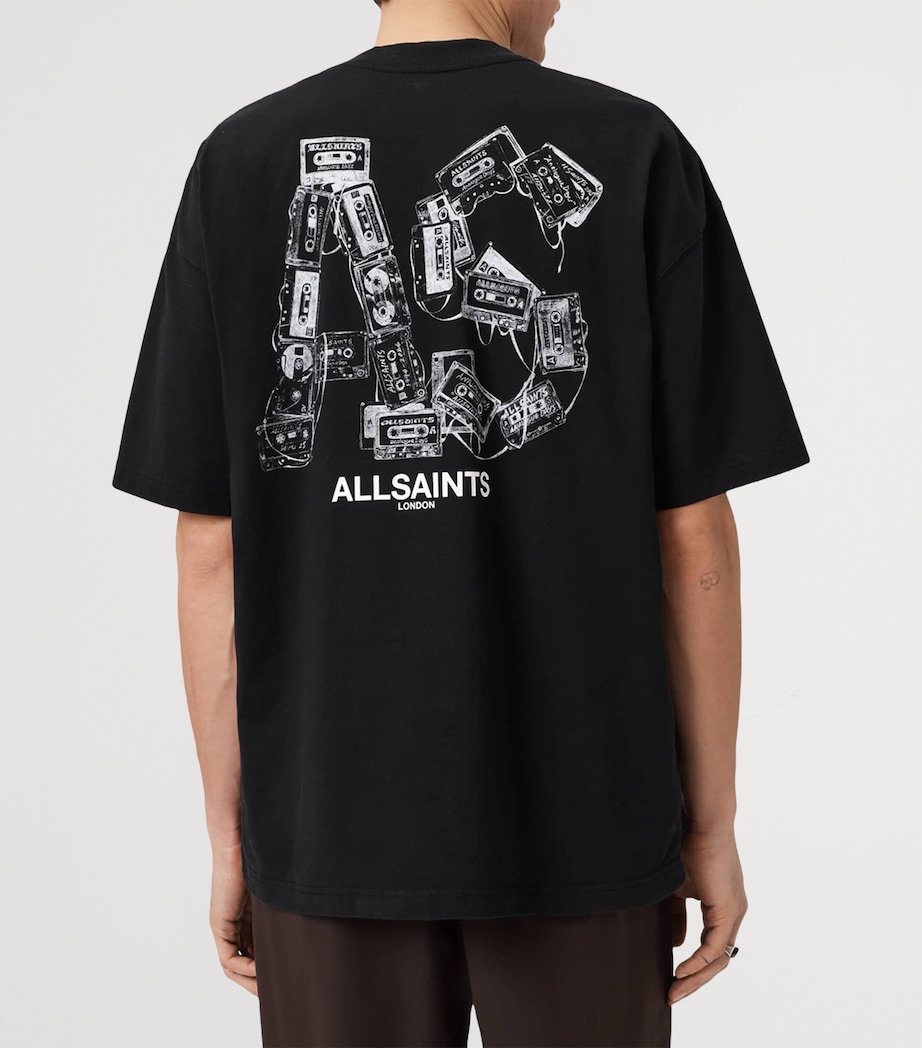 AllSaints Mens Organic Cotton Mixtape T-Shirt Jet Black Image 4
