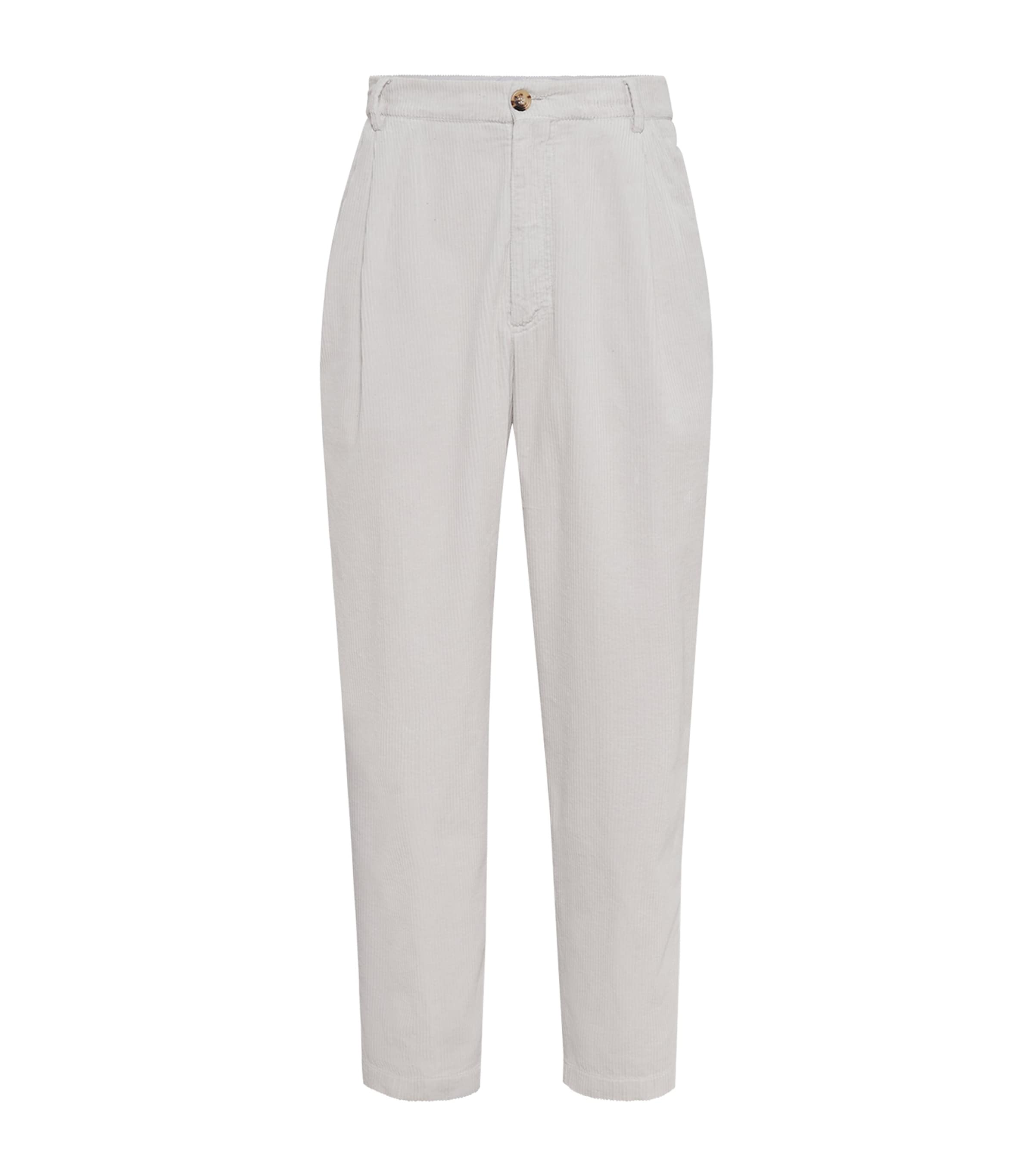 Brunello Cucinelli Corduroy Straight Trousers In Gray