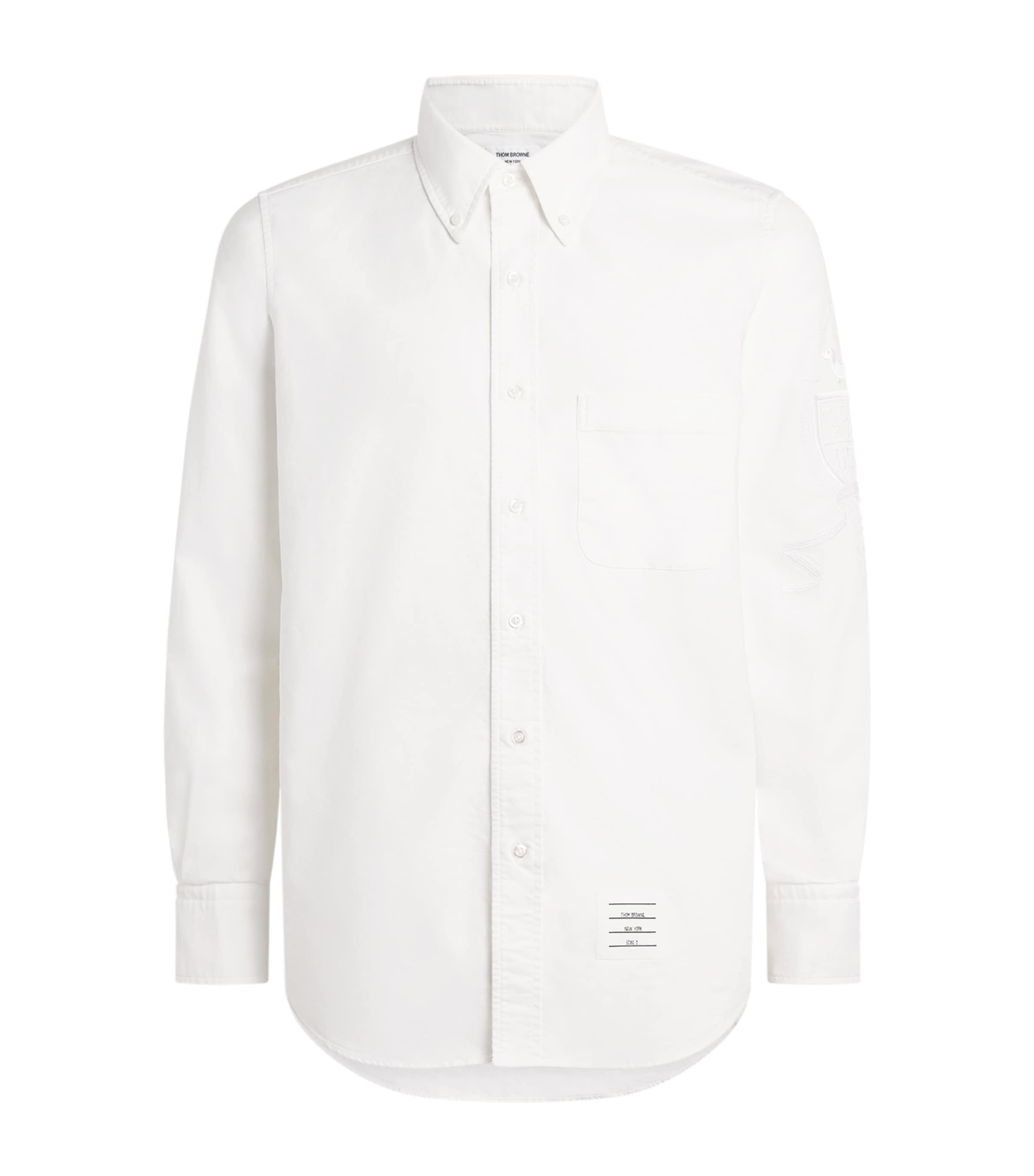 Thom Browne Mens Cotton Hector Embroidered Shirt White Image 1