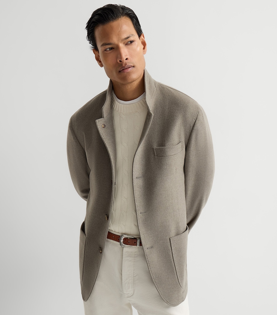 Brunello Cucinelli Mens Cashmere Water-Resistant Coat Dark Green Image 2