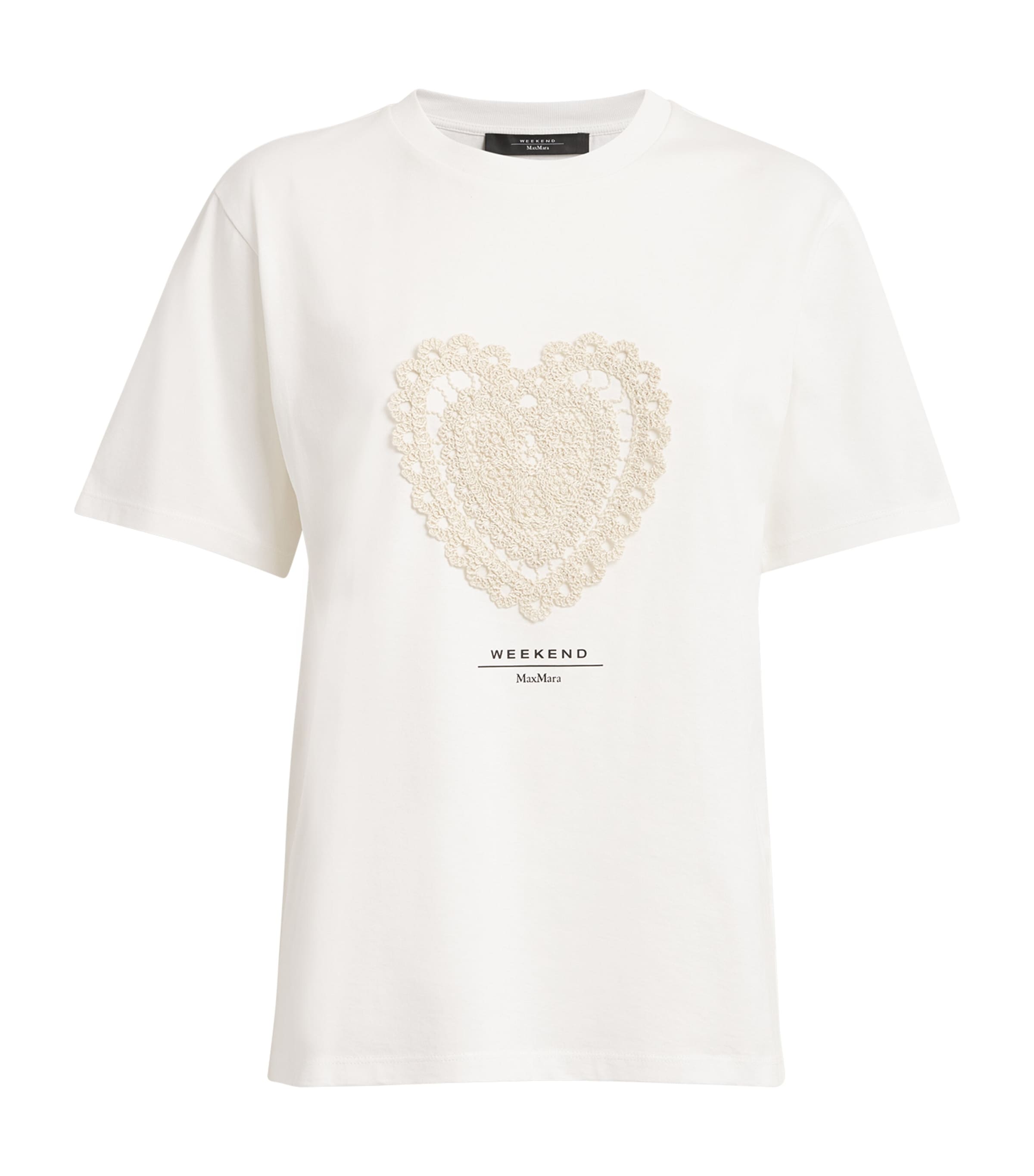 Shop Weekend Max Mara Cotton Crochet-heart Logo T-shirt In White