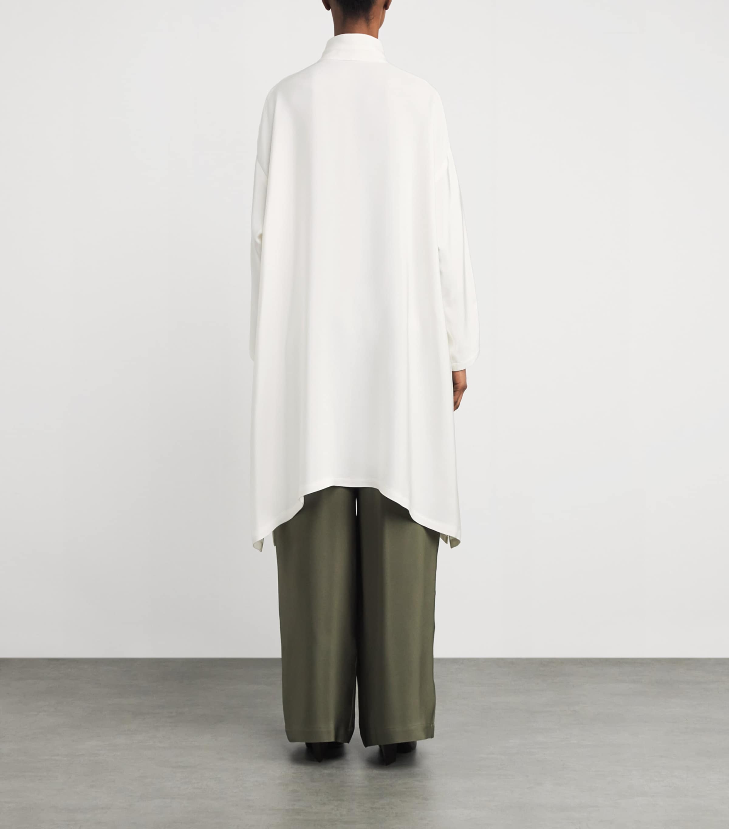 Silk Longline Shirt WHITE Image 4