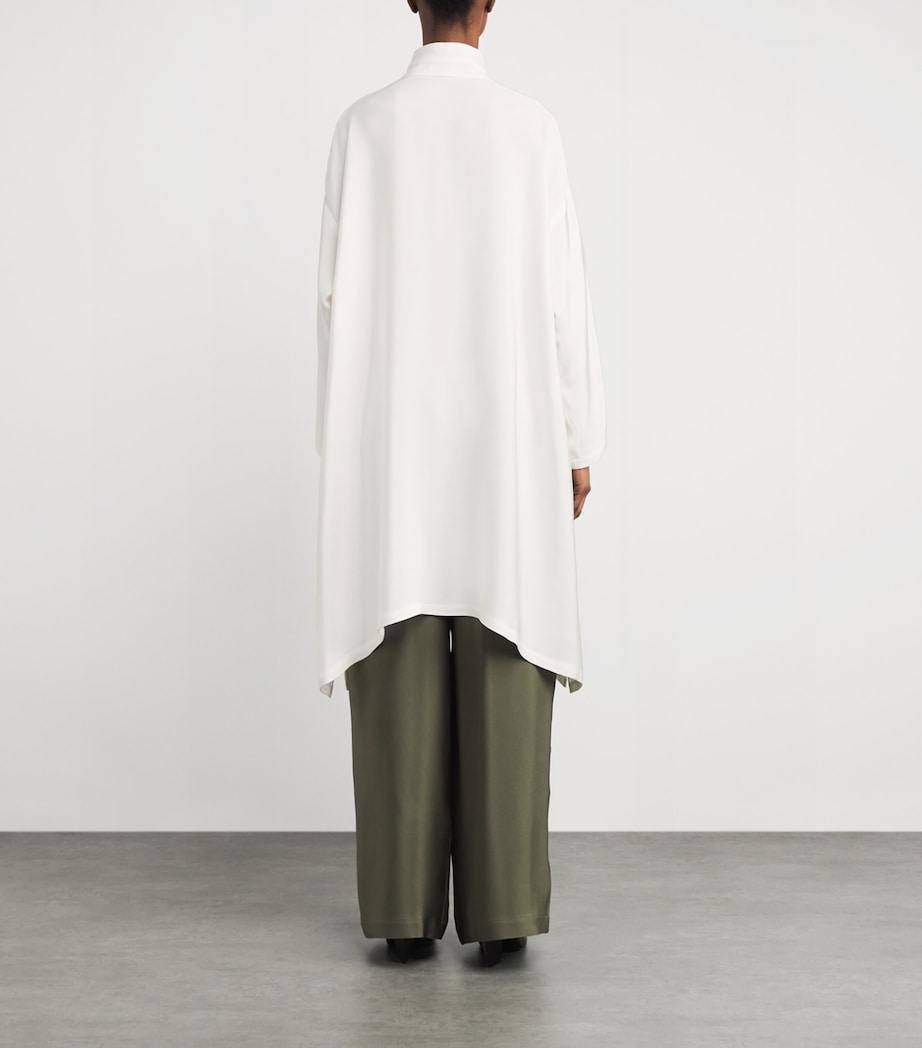 Silk Longline Shirt WHITE Image 4