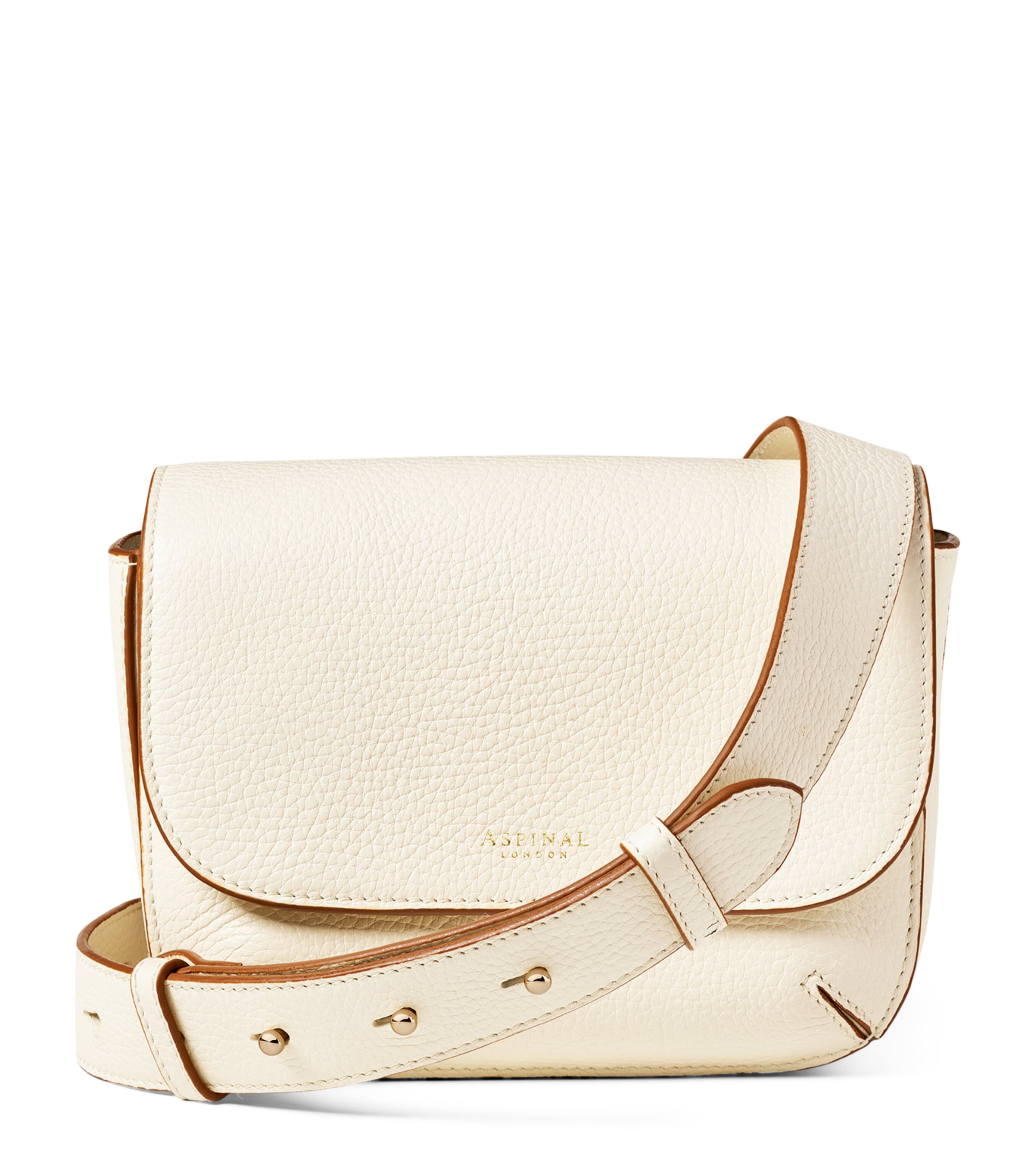 Aspinal Of London Womens Ivory Ella Logo-print Grained-leather Cross-body Bag