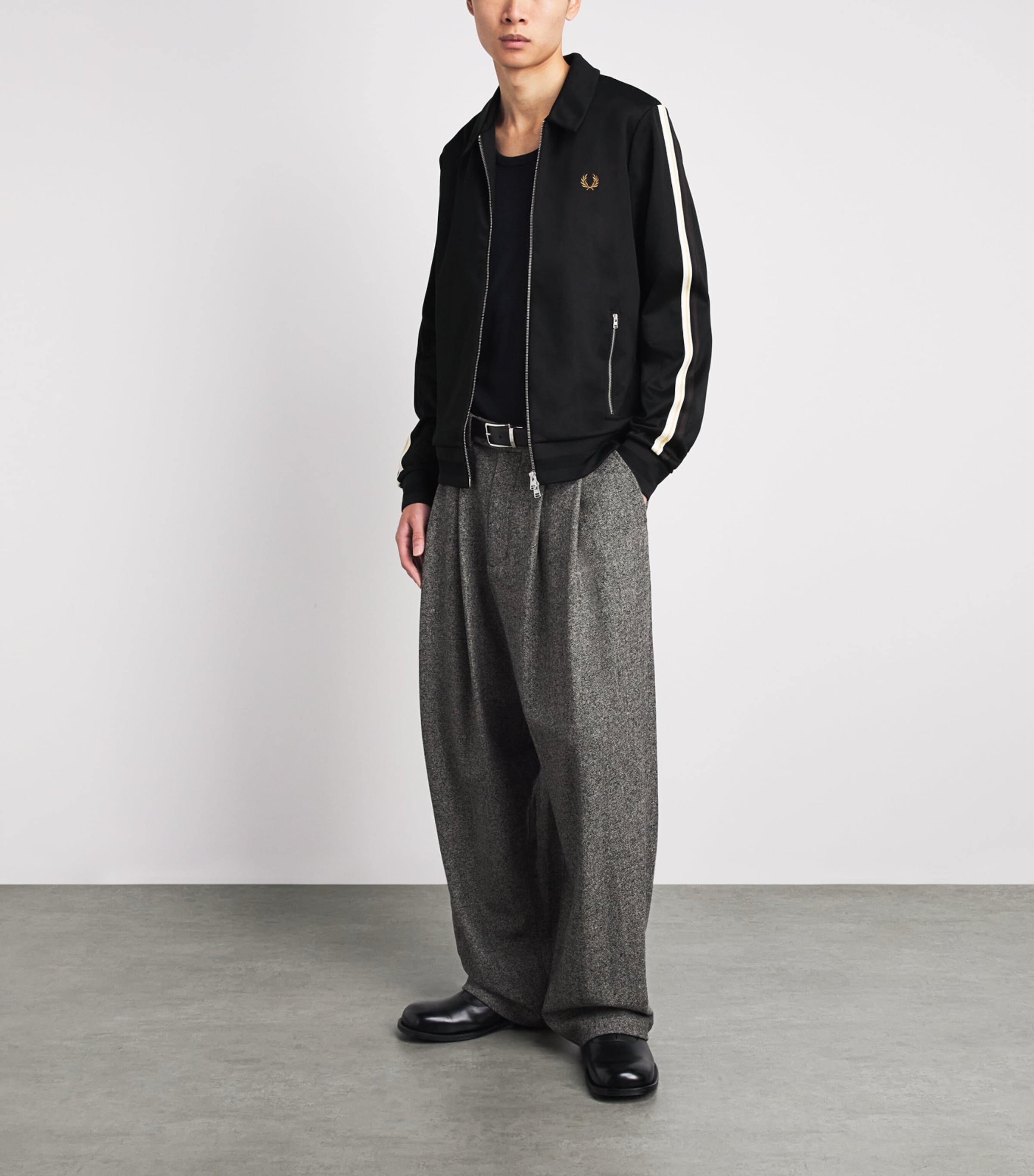 Fred Perry Mens Tipped Tape Track Jacket Black Image 2