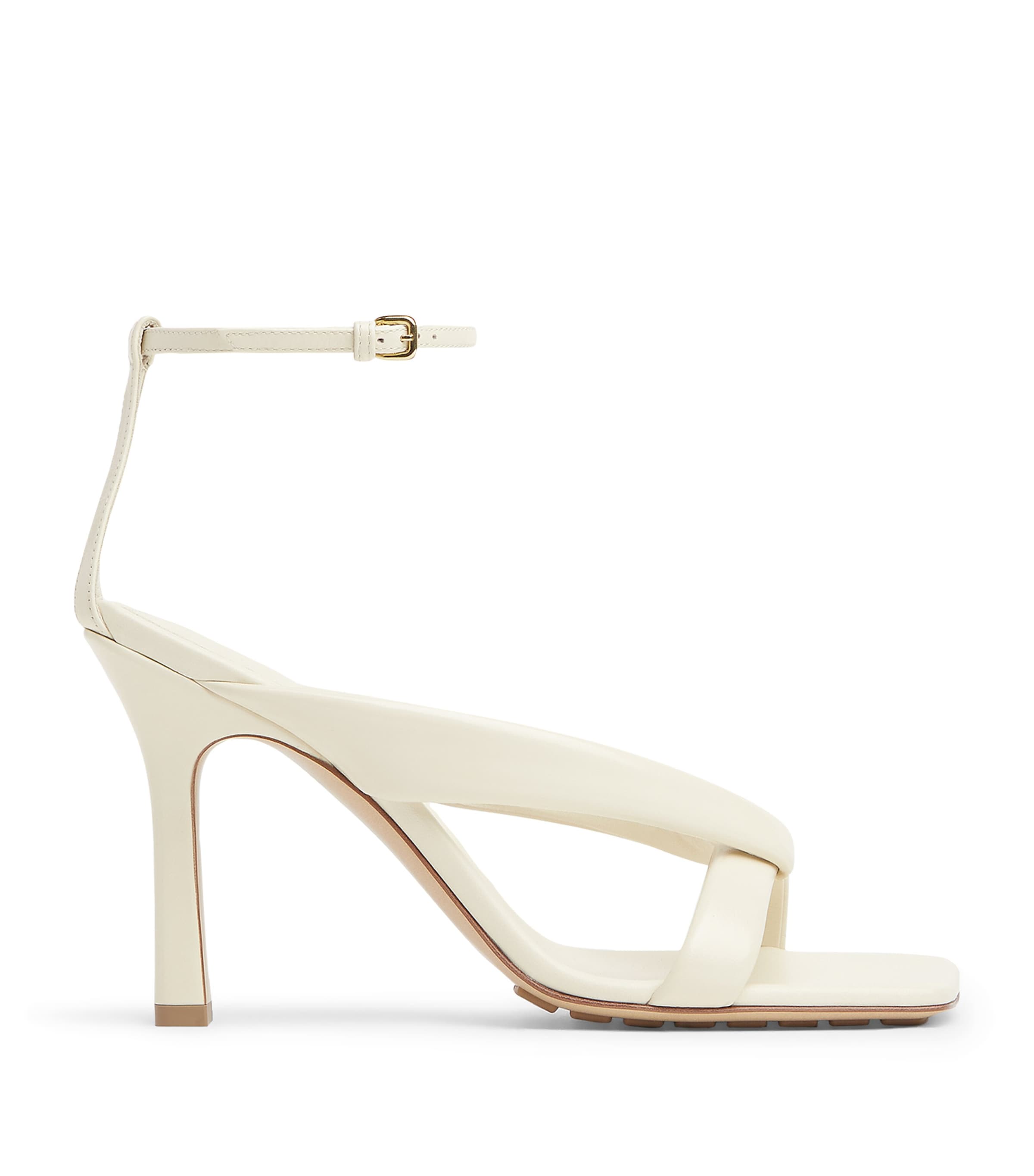 Bottega Veneta Calfskin Riva Heeled Sandals 90 In White