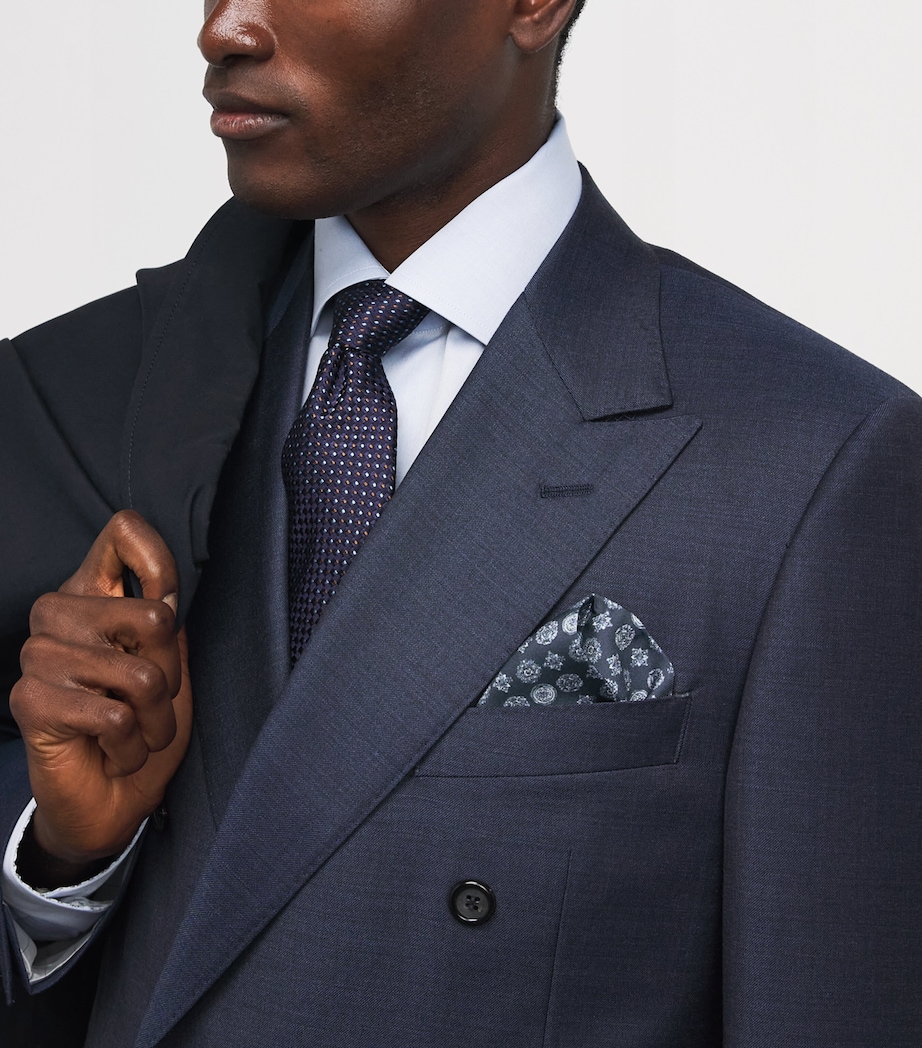 Eton Silk Medallion Pocket Square Navy Blue Image 2