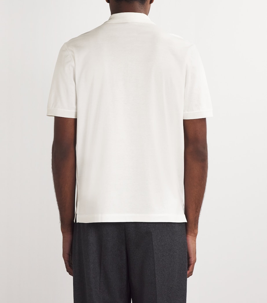 Cotton Zip-Up Polo Shirt Image 4