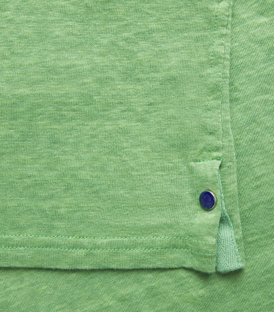 GOD'S TRUE CASHMERE Mens Linen Signature T-Shirt Lapis Lazuli Image 6