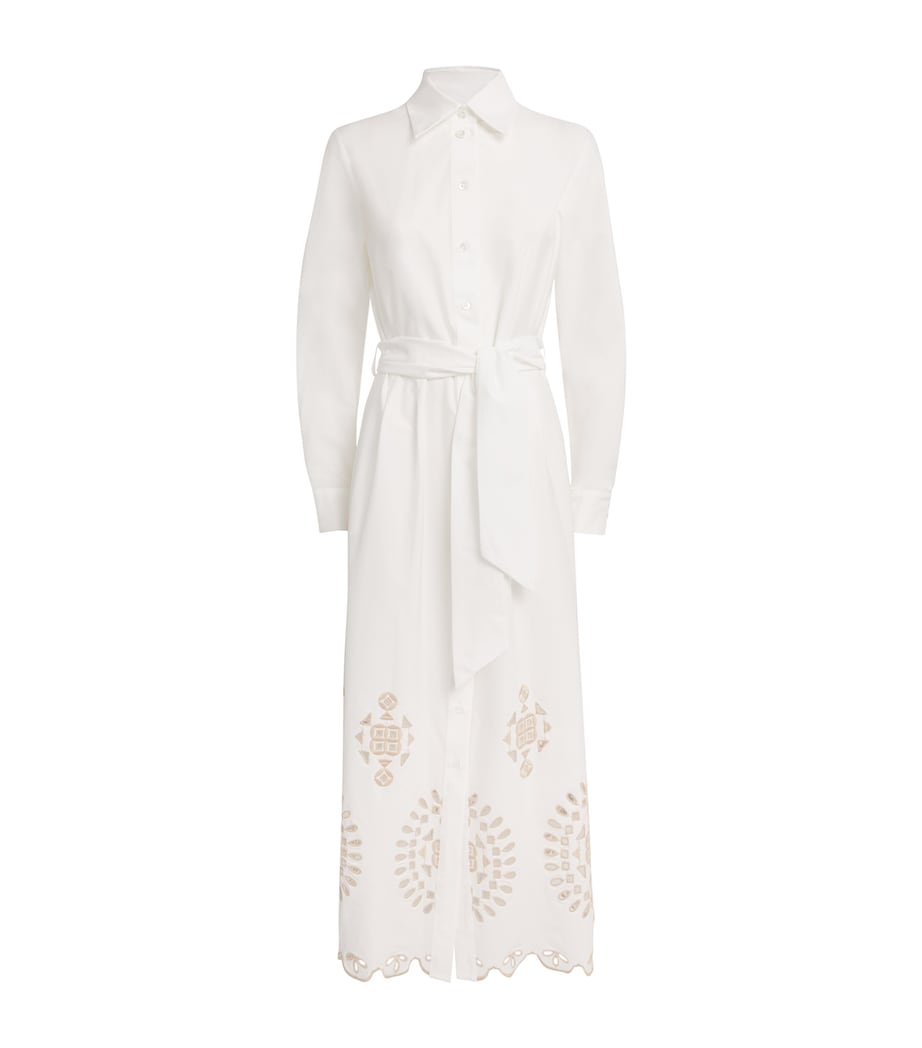 Stretch-Cotton Embroidered Maxi Dress BIANCO E BEIGE Image 1