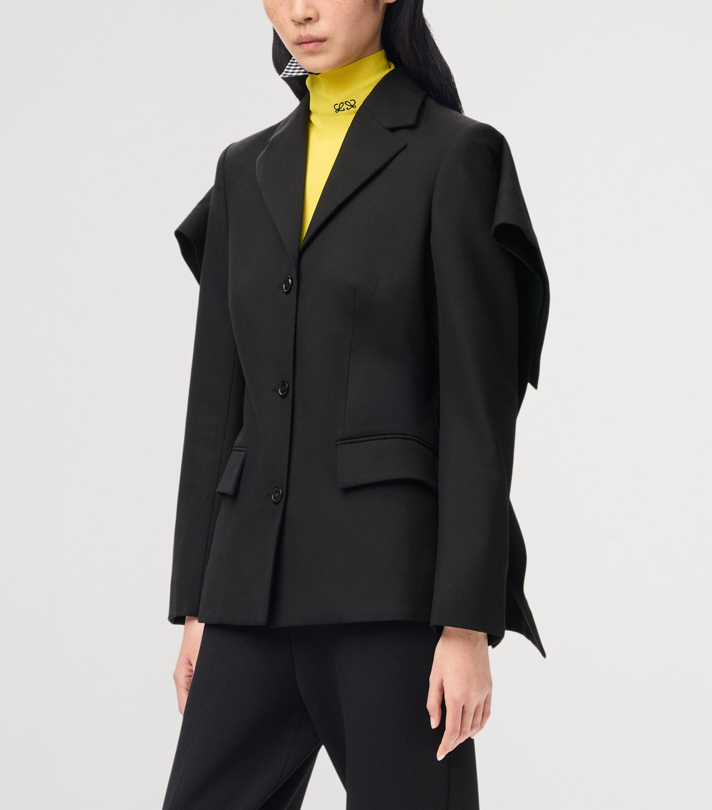 LOEWE Womens Wool Open-Back Blazer Black Image 3