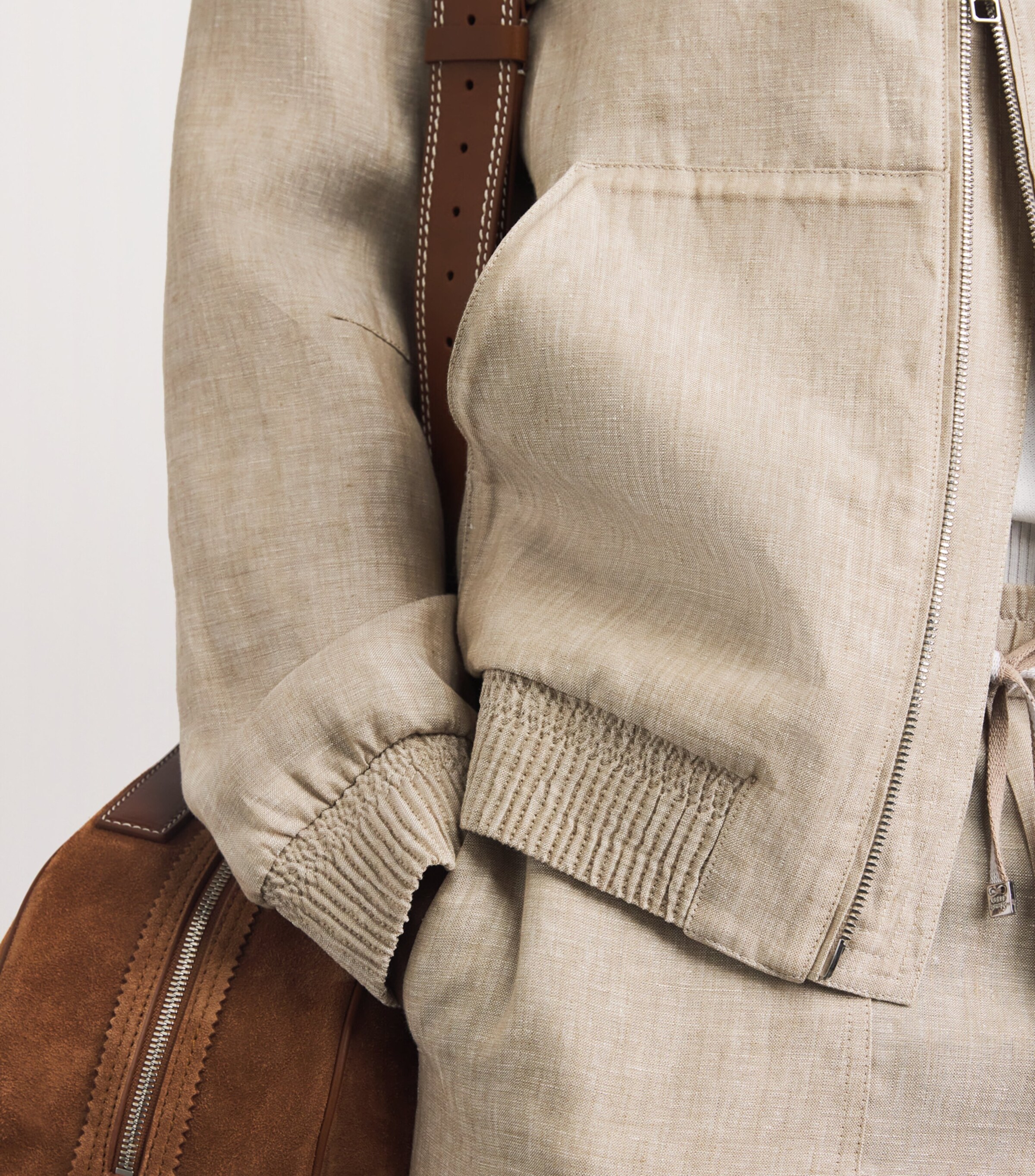 Linen Hooded Jacket 164 SAND Image 3