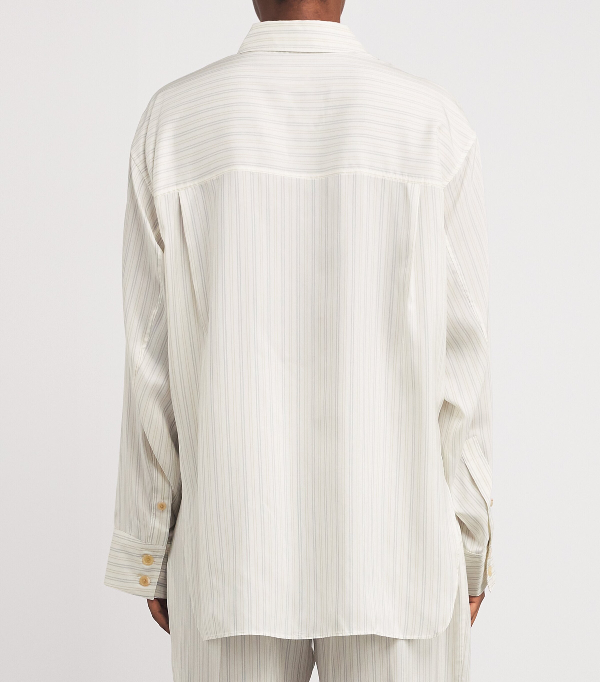 Khaite Ivory Silk Striped Herschel Shirt | Harrods LB