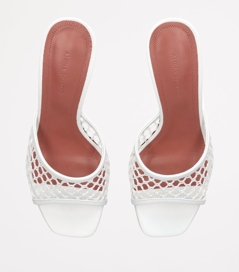 Leather Lupita Net Mules 70 WHITE Image 4