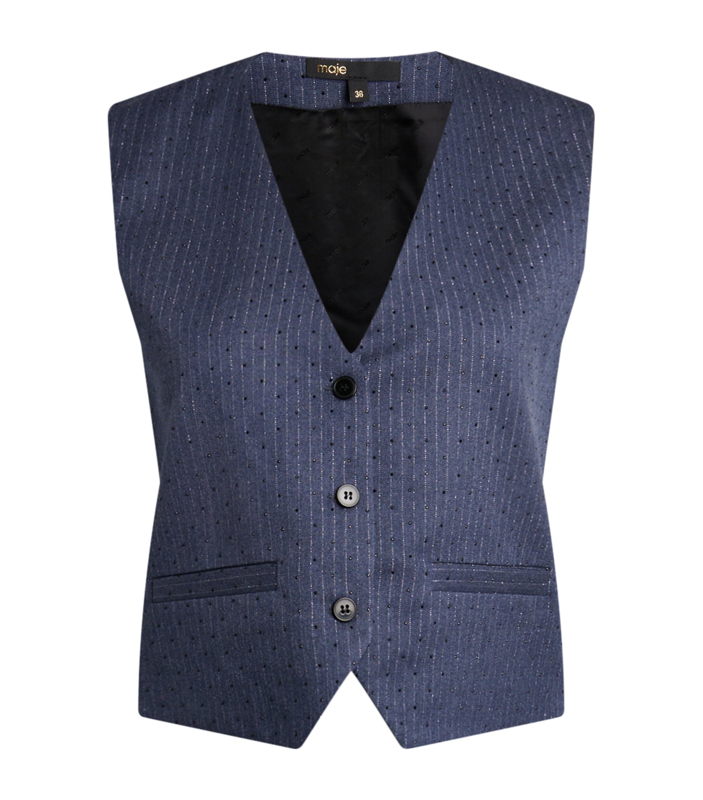 Stripe Rhinestone-Embellished Waistcoat BLUE Image 1