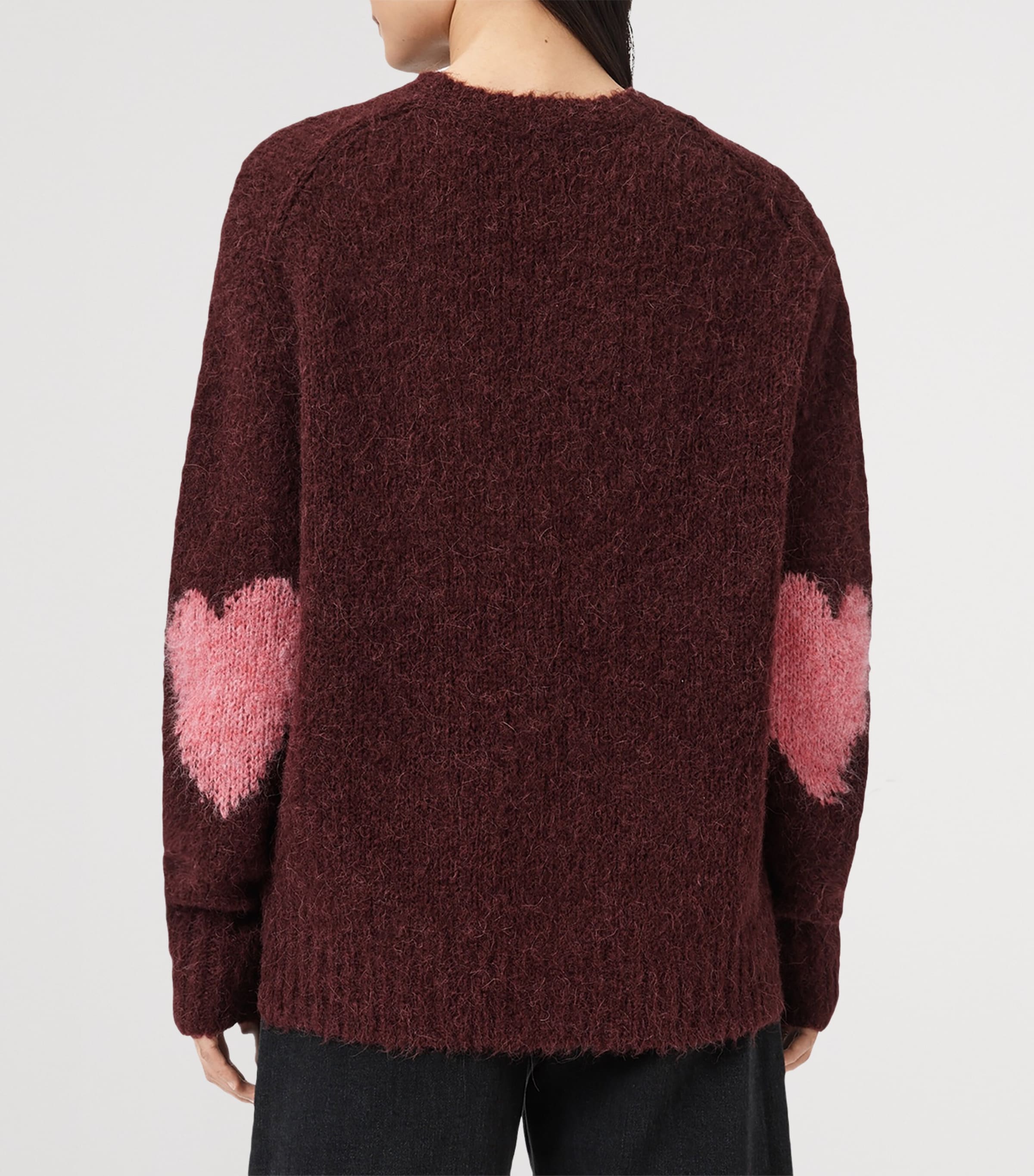 Wool-Blend Luv Heart Crewneck Sweater OXBLOOD RED/PINK Image 5