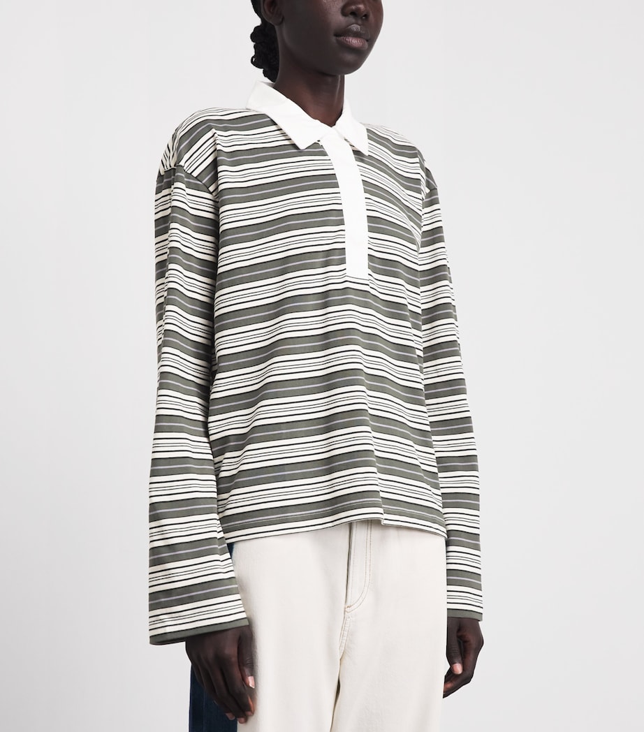 Rag & Bone Womens Cotton Stripe Kelly Rugby Polo Shirt Greenmult Image 4