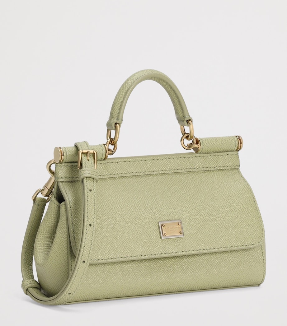 Small Leather Sicily Top-Handle Bag 80527-SAGE GREE Image 4