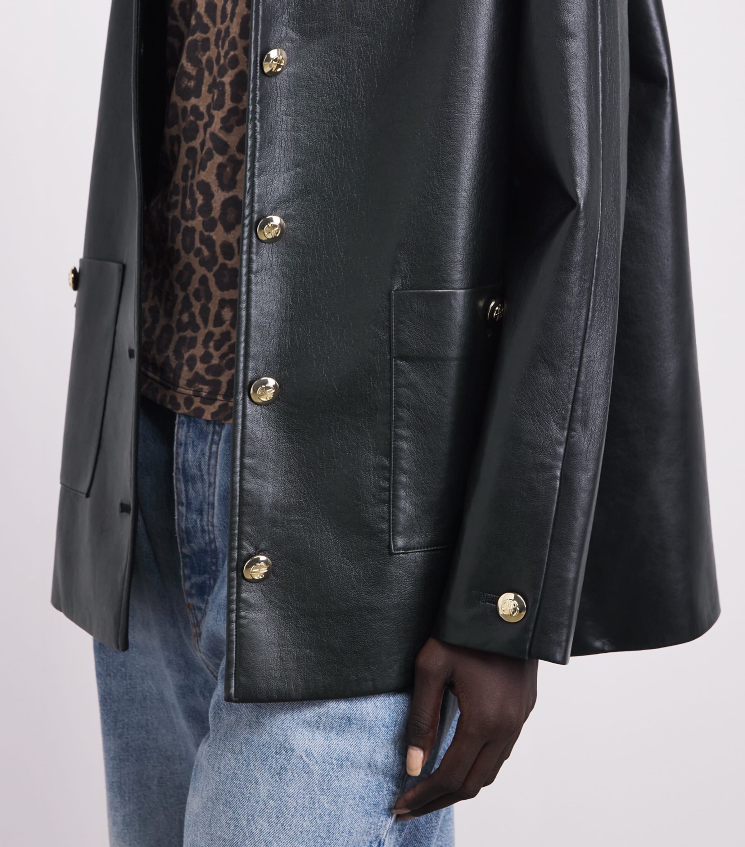 ANINE BING Womens Regenerated Leather Luca Jacket Black Image 3