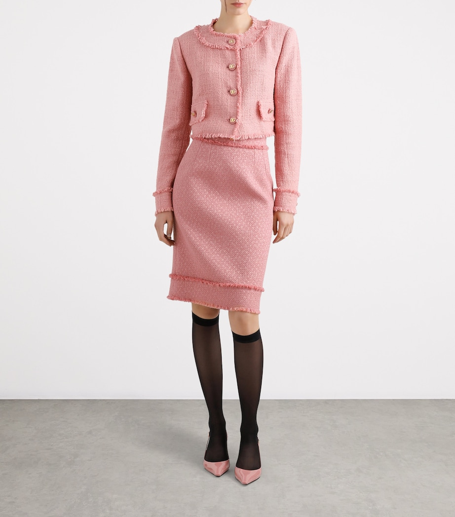 Tweed Cropped Jacket F0473-DARK POWDER PI Image 2